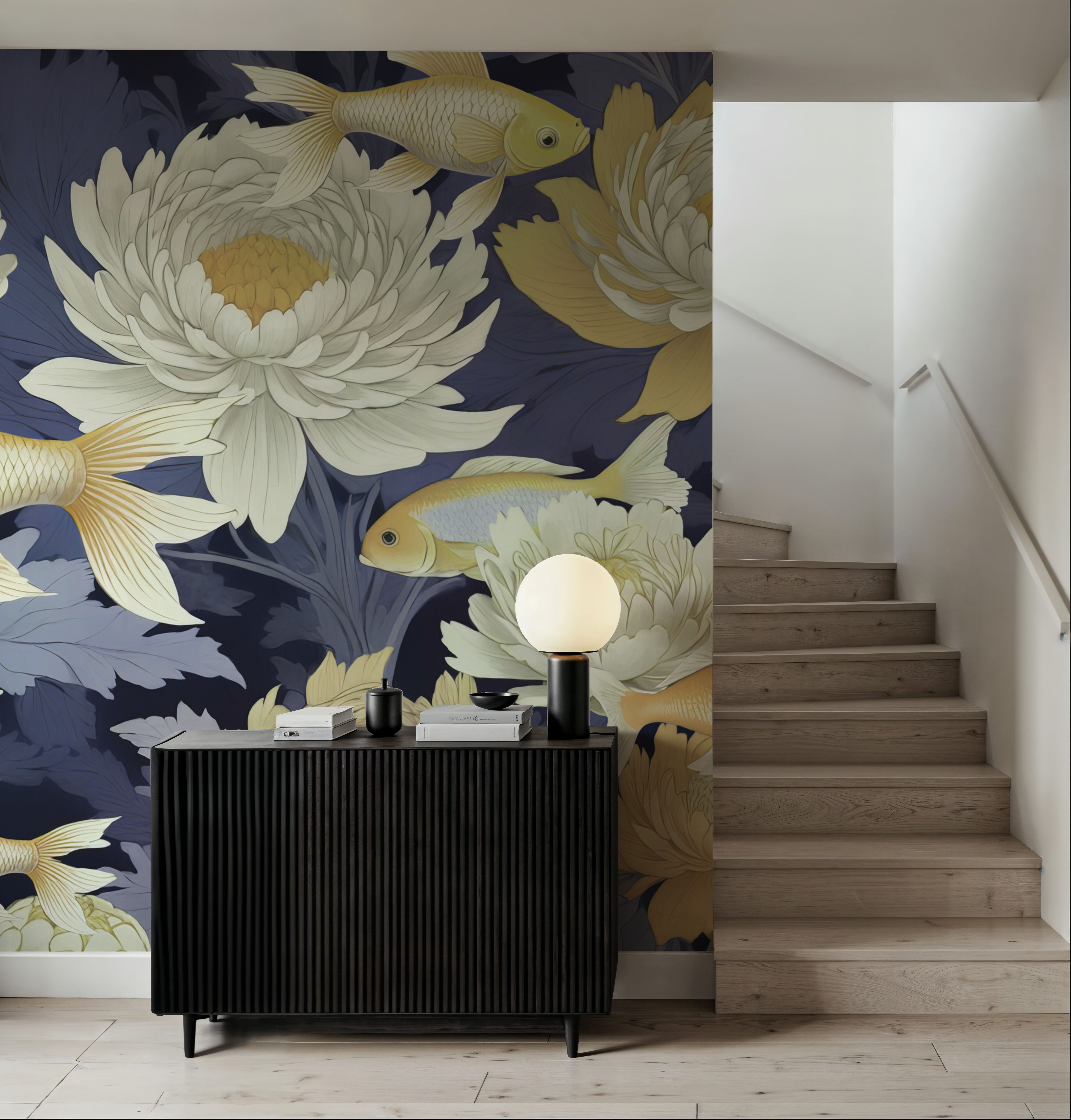 Dancing Fish, Yellow on Purple