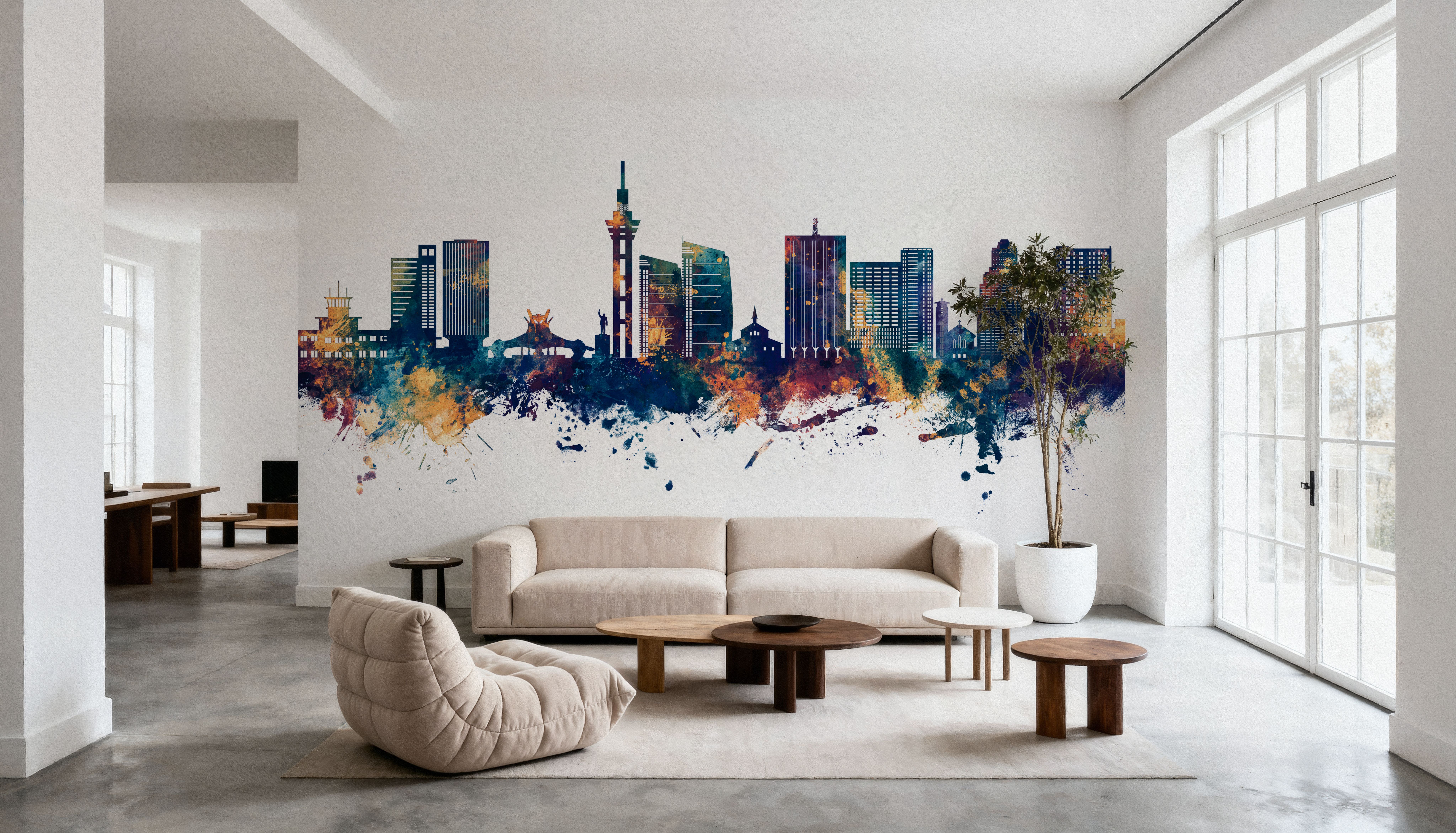 Kinshasa Skyline Blue & Bronze