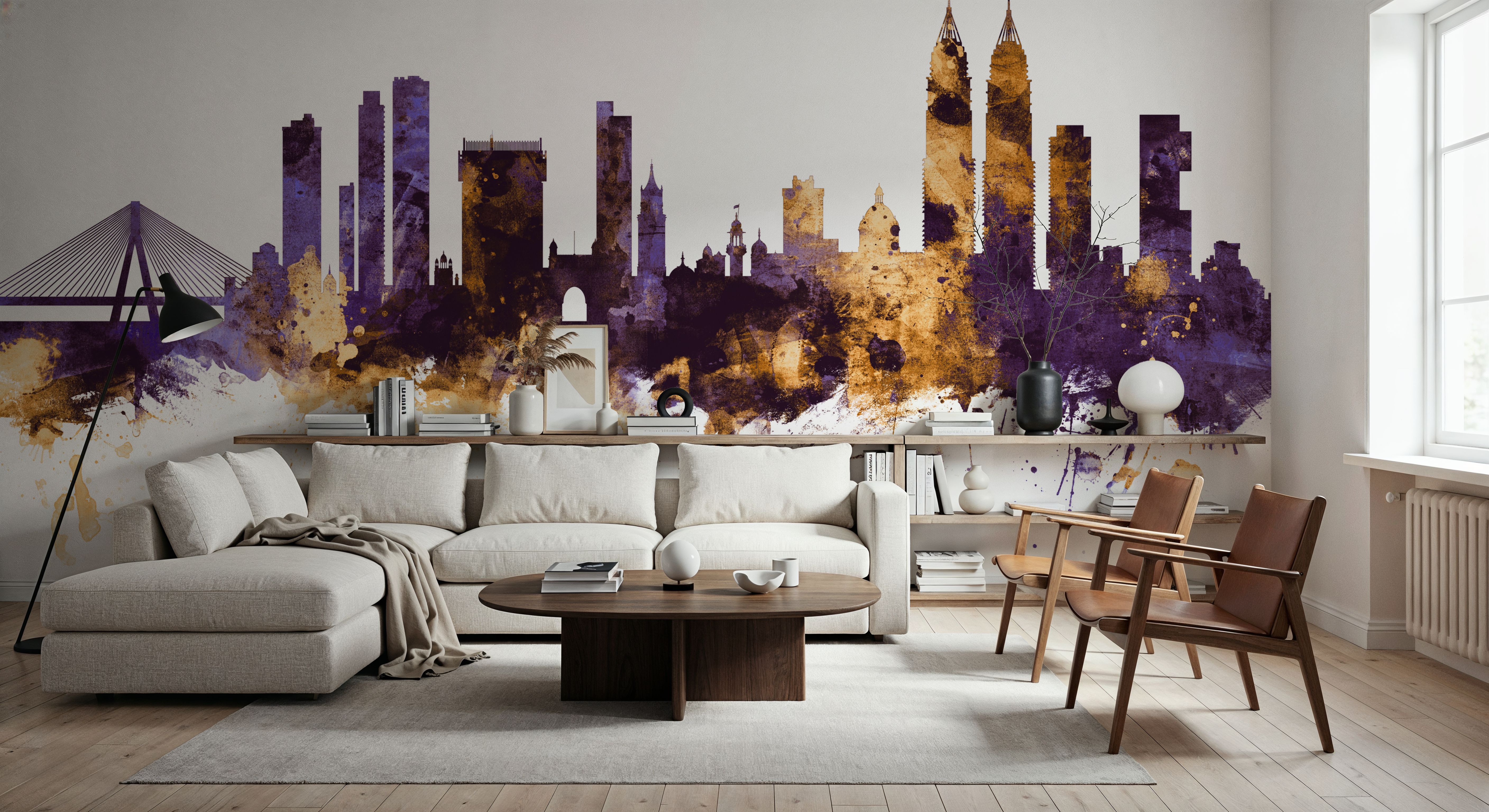 Mumbai Skyline India Bombay Purple & Gold