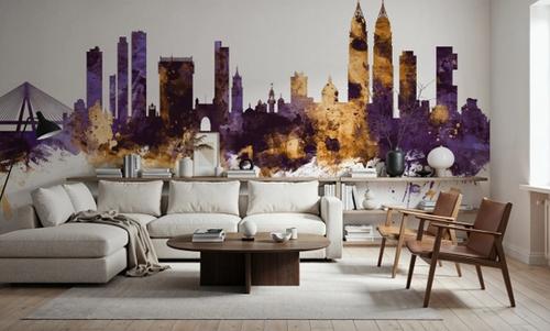 Mumbai Skyline India Bombay Purple & Gold