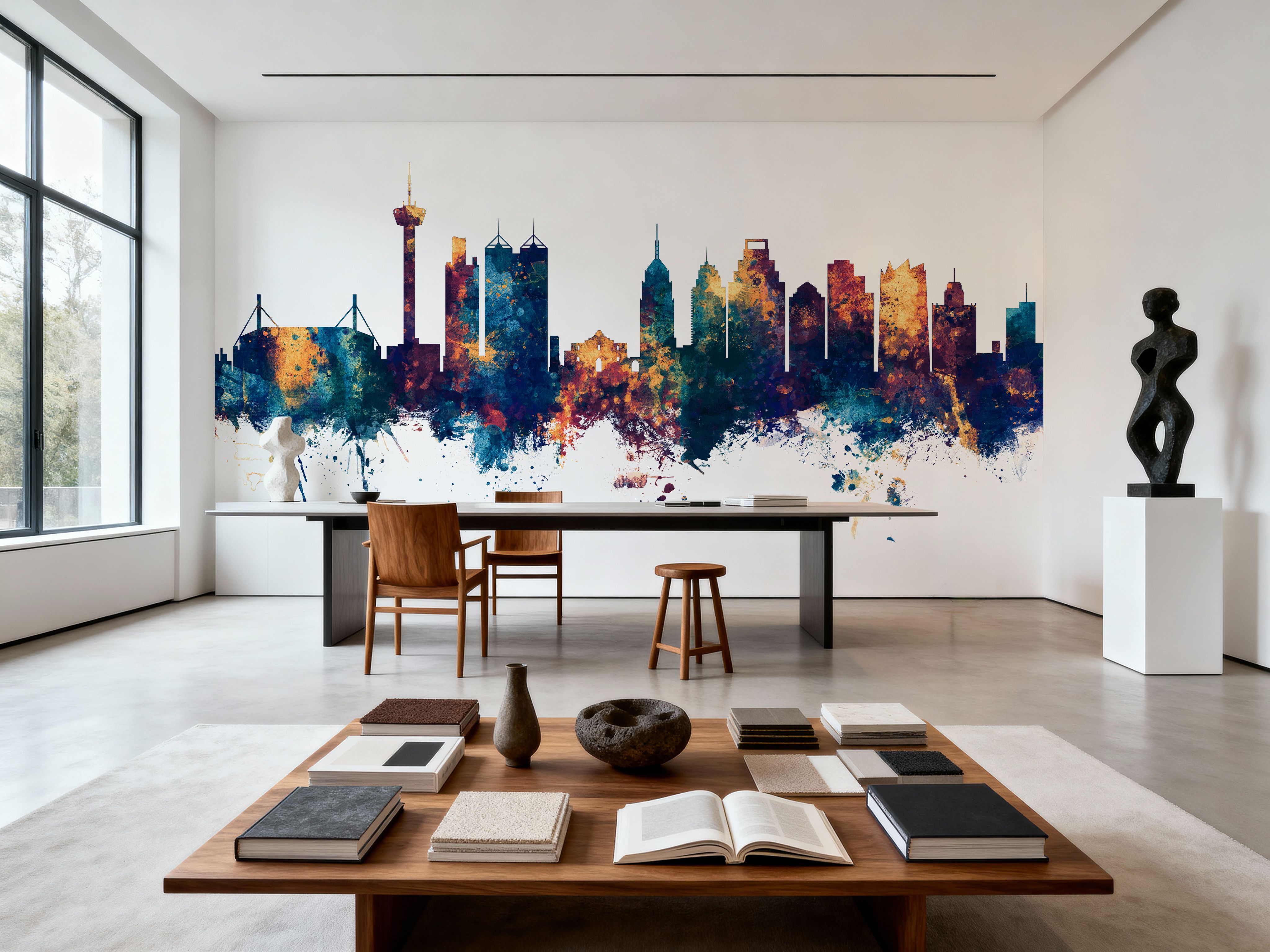 San Antonio Texas Skyline Blue & Bronze