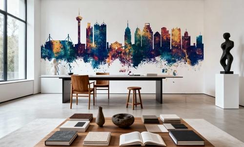 San Antonio Texas Skyline Blue & Bronze