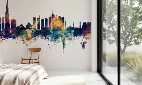 Dubai Skyline Blue & Bronze