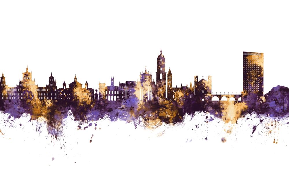 Valladolid Spain Skyline Purple & Gold