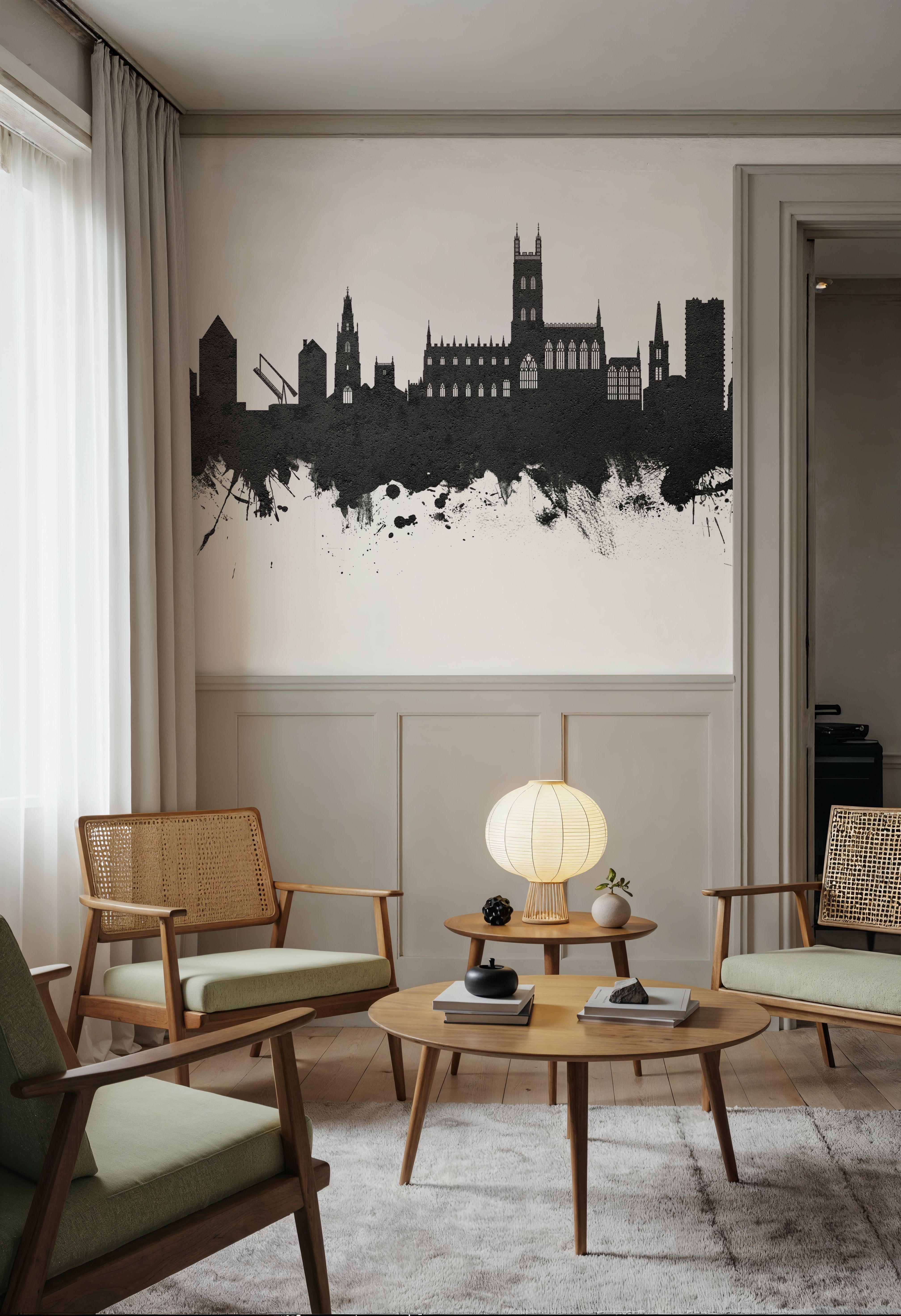 Gloucester England Skyline Black & White