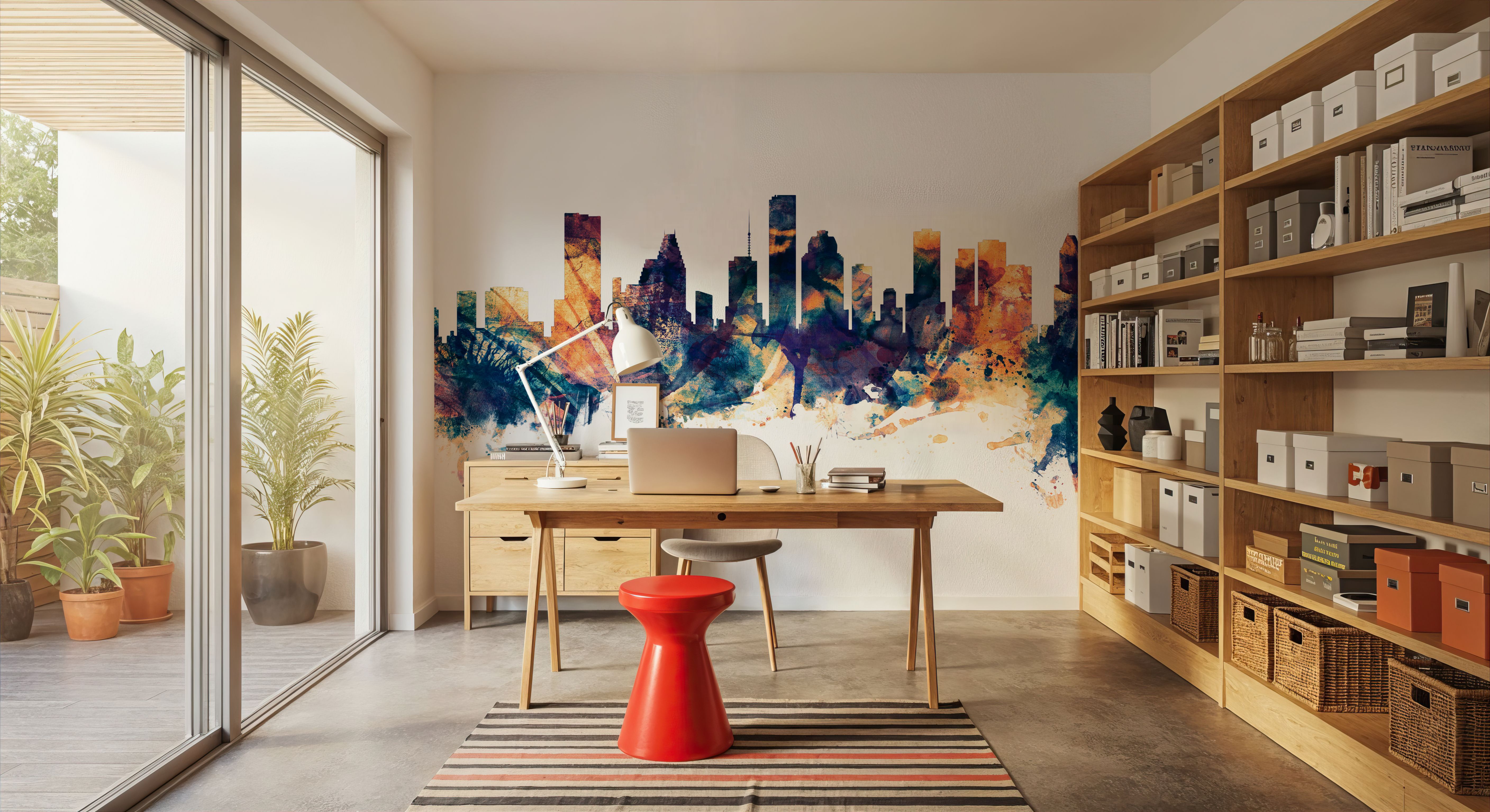 Houston Skyline Blue & Bronze, Wallpaper