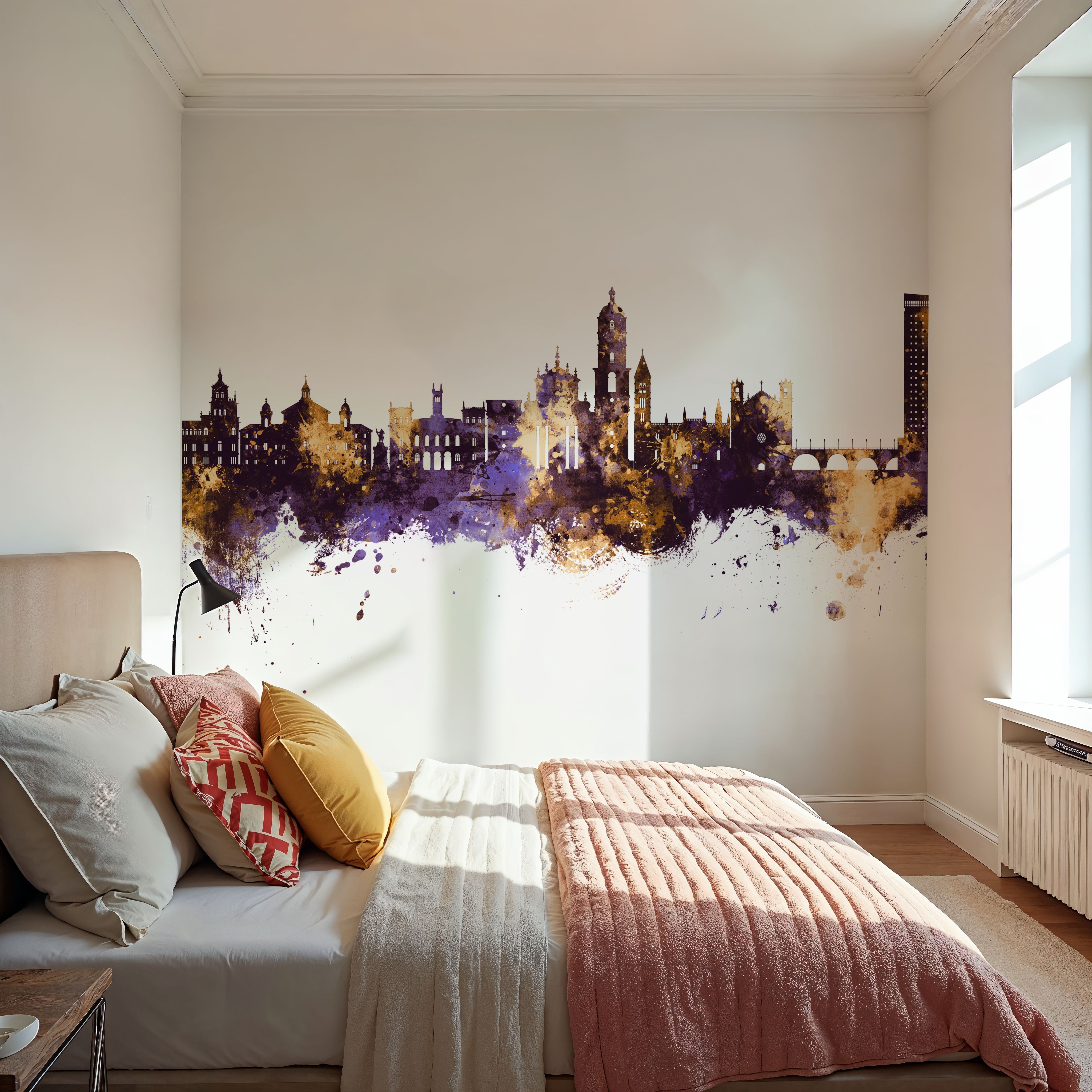 Valladolid Spain Skyline Purple & Gold