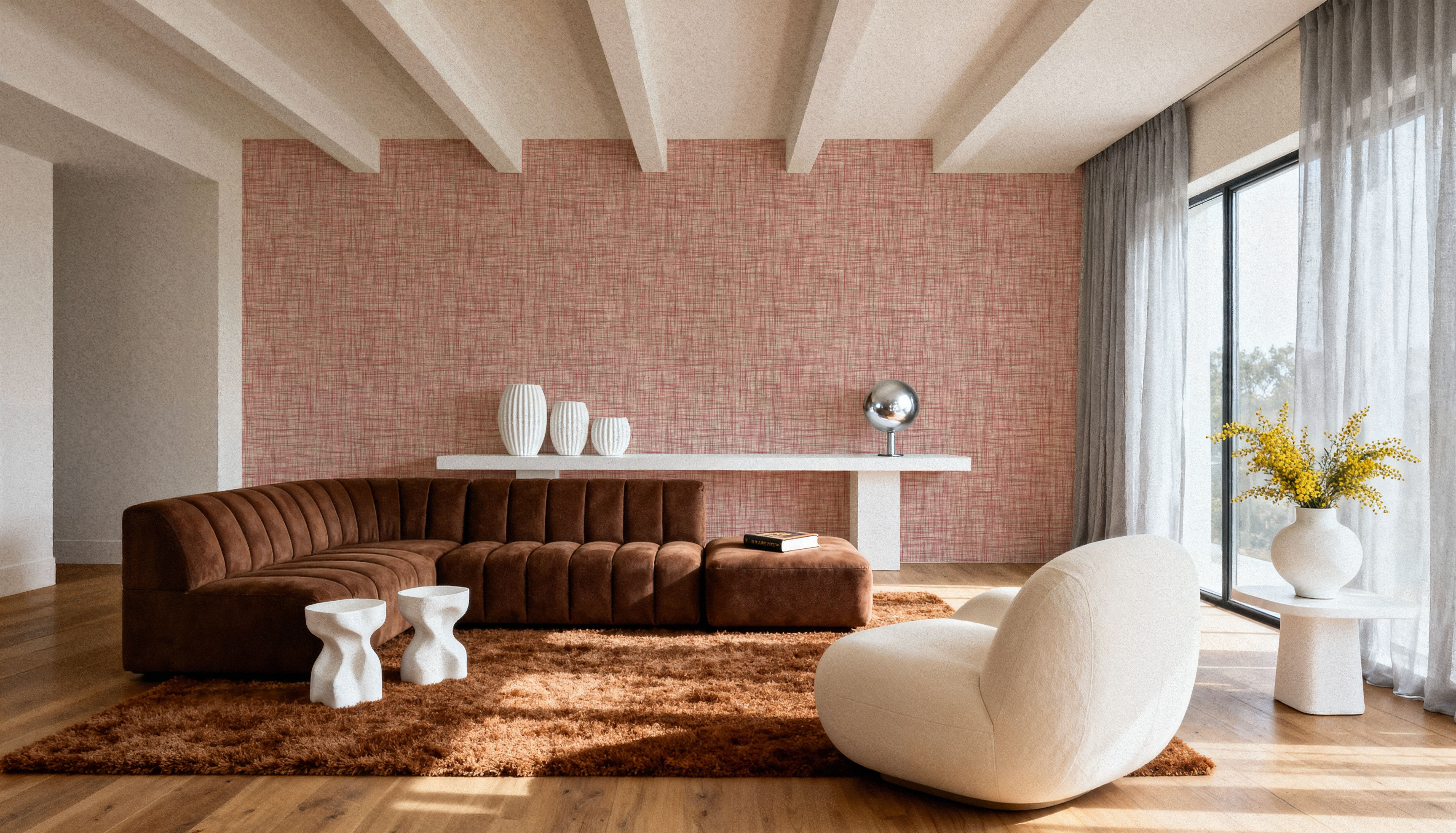 Mottled Linen Effect, Rose Pink