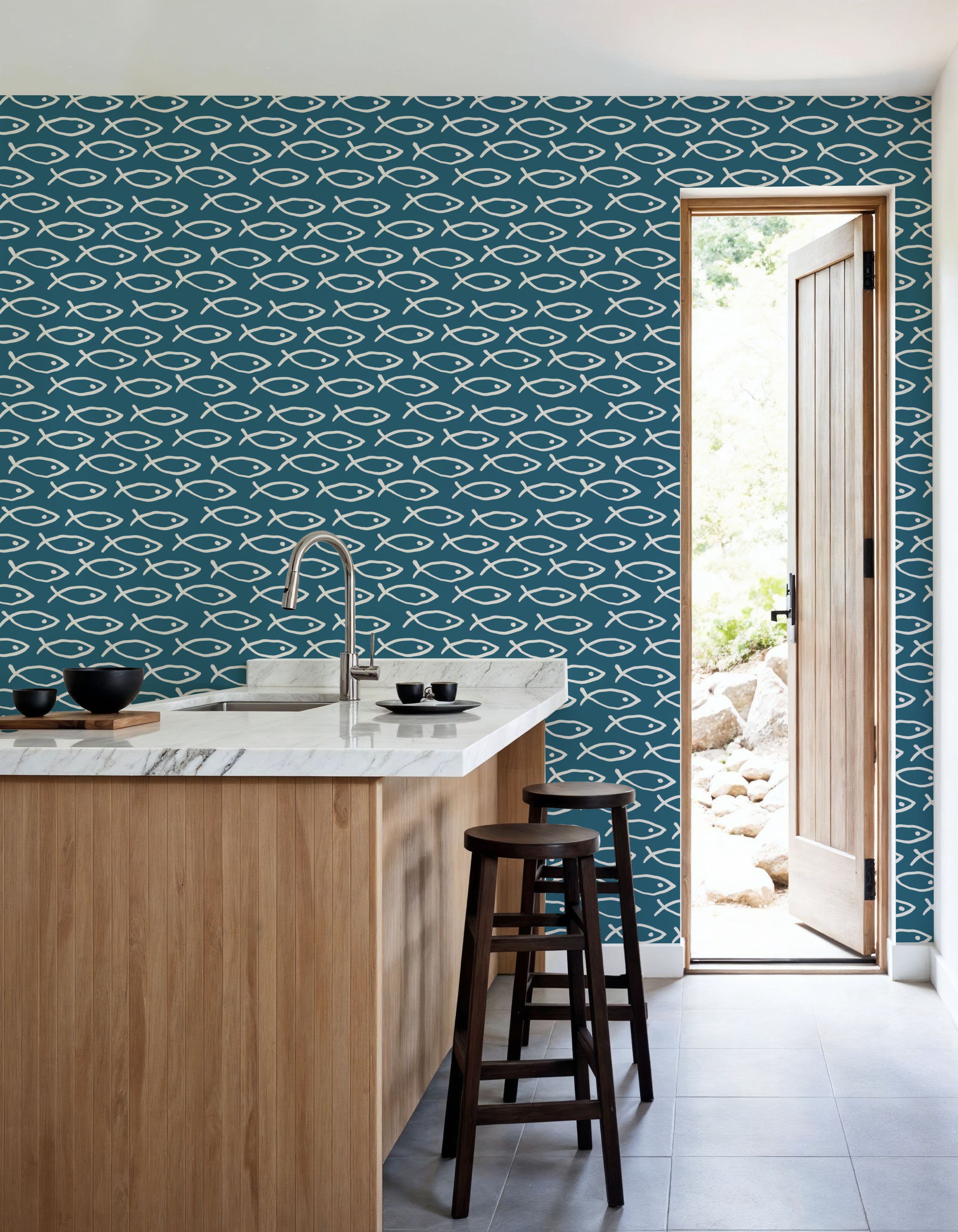 Seaside Fish Dark Blue