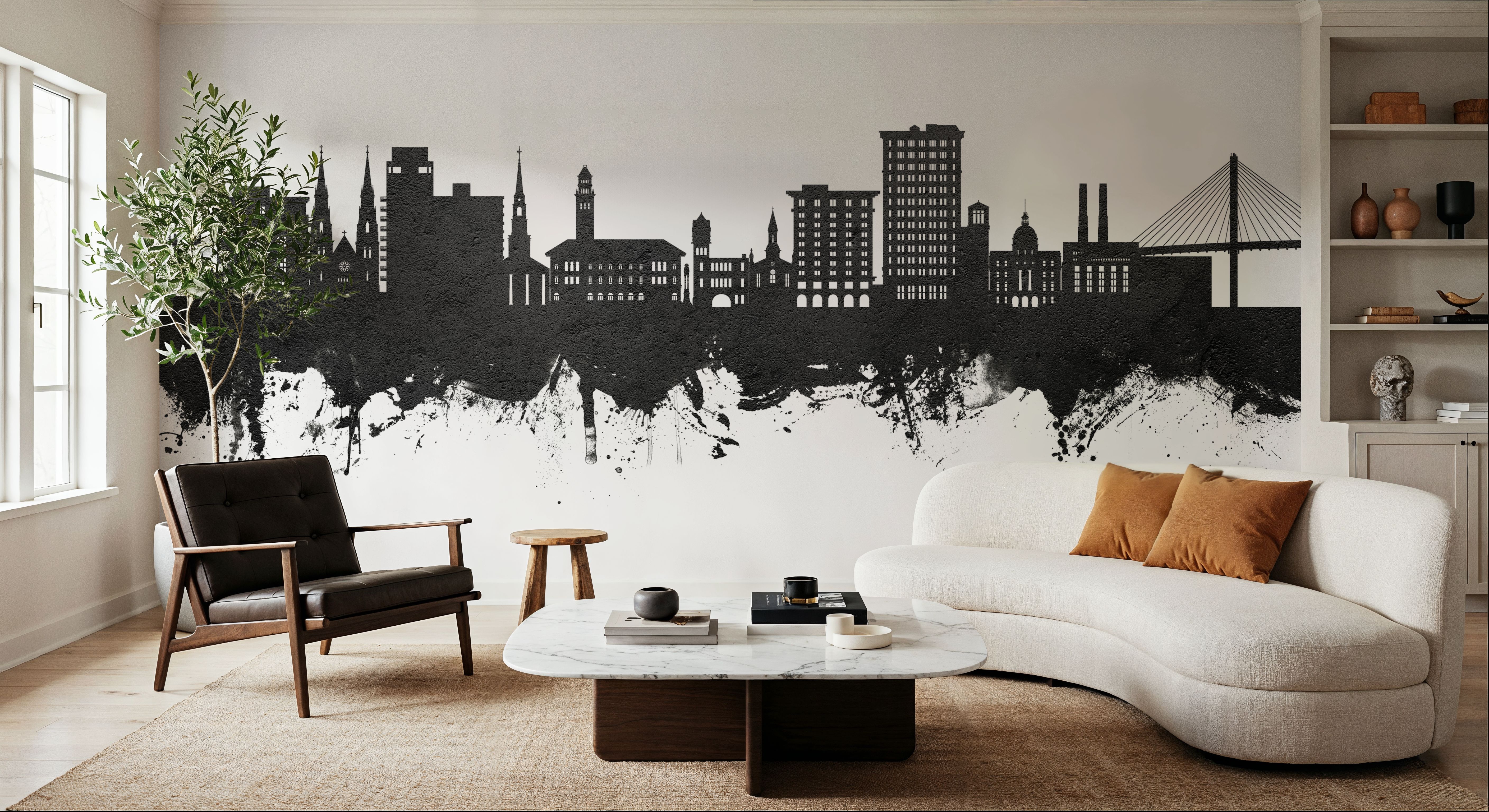 Savannah Georgia Skyline Black & White