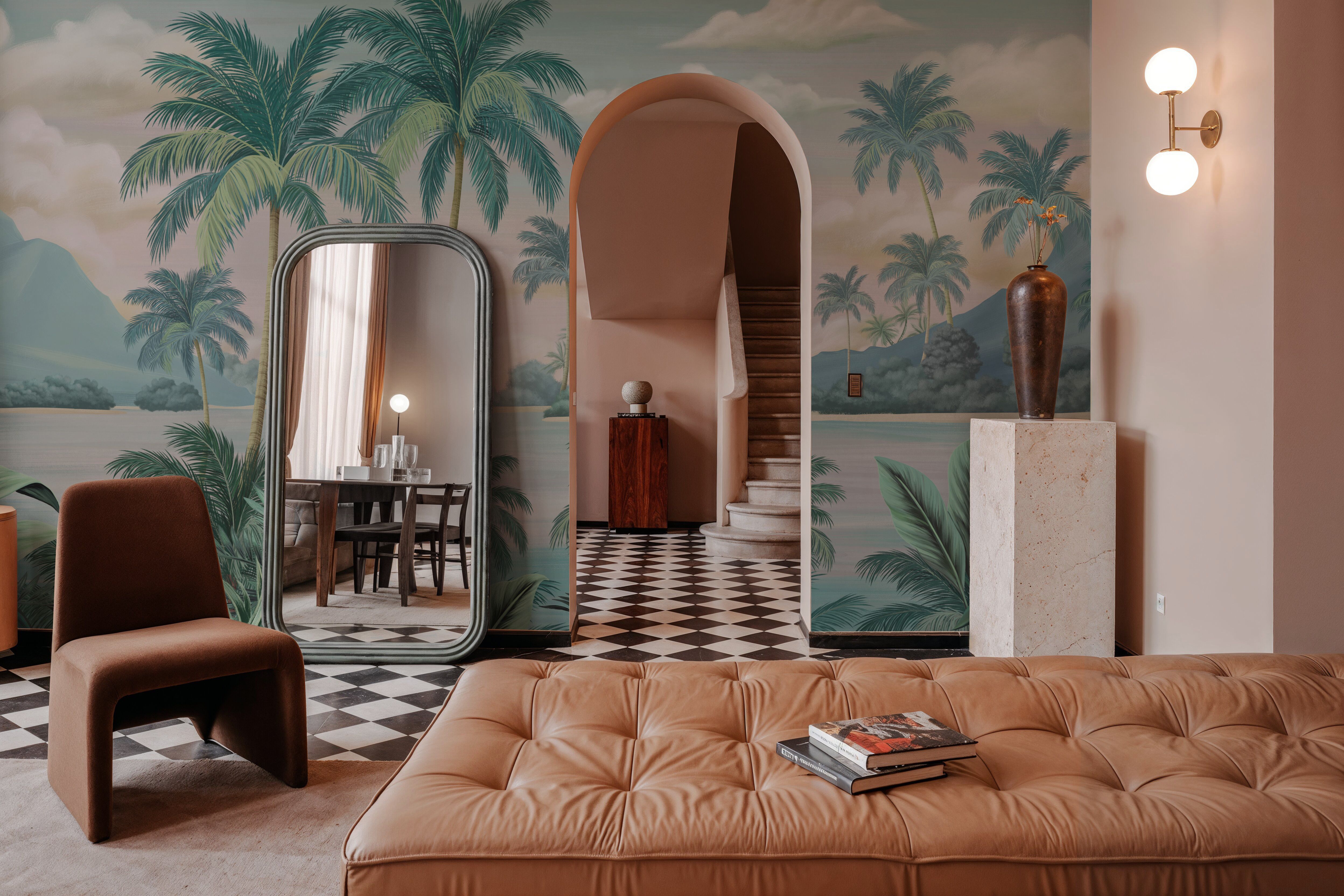 Paradise Lagoon, Blue, Wallpaper