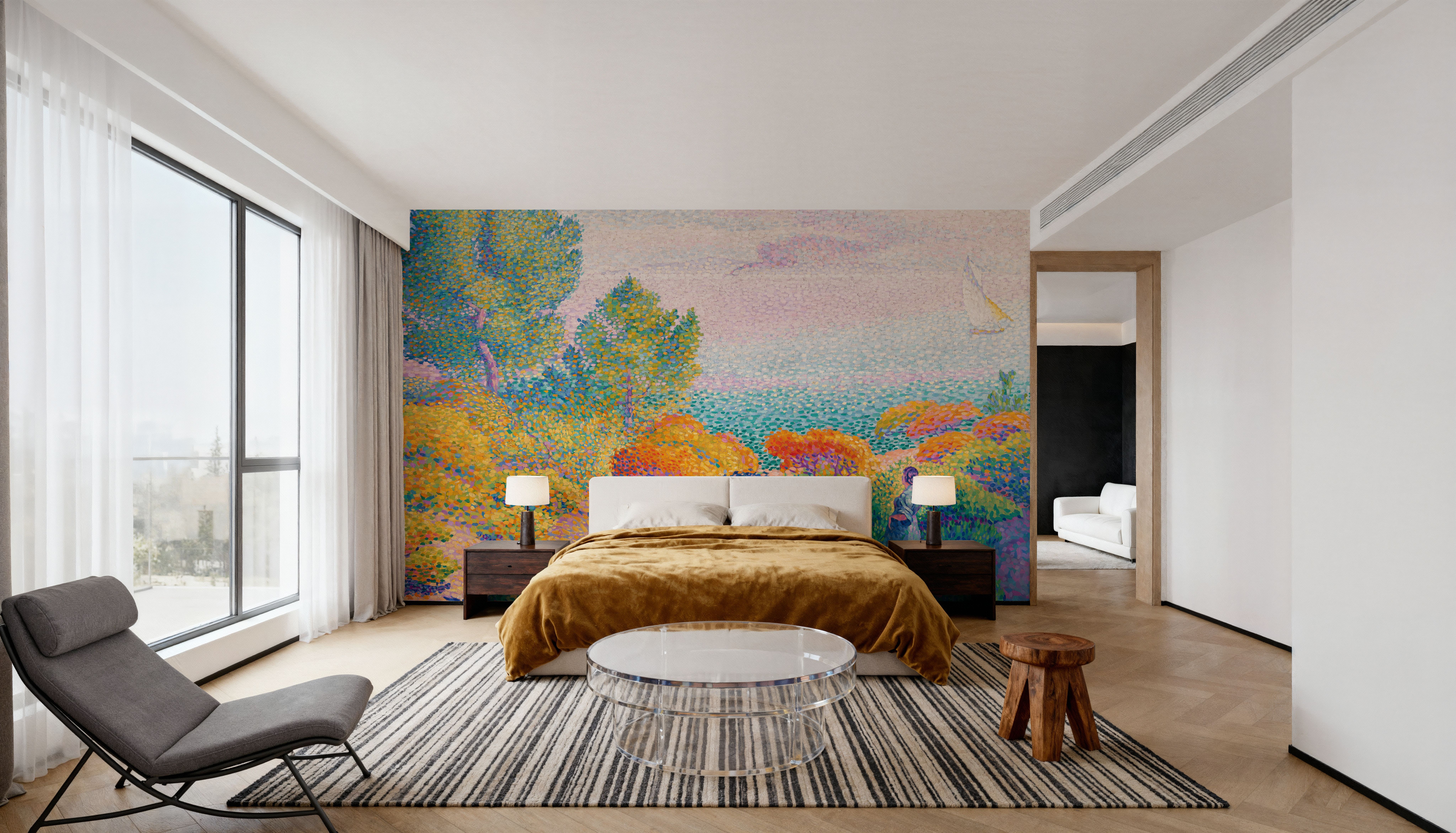 Two Women by the Shore, Mediterranean, Papier peint