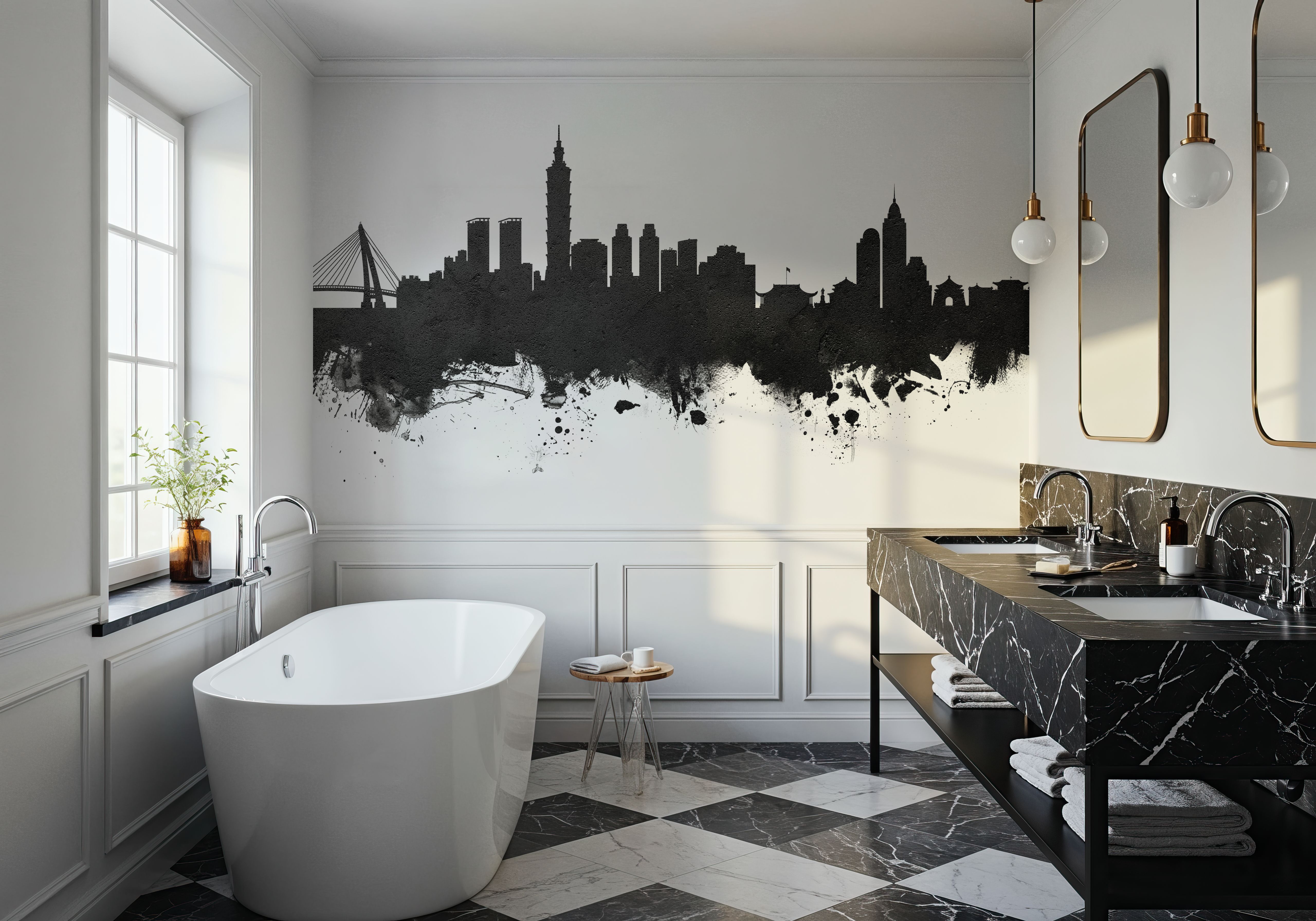 Taipei Taiwan Skyline Black & White