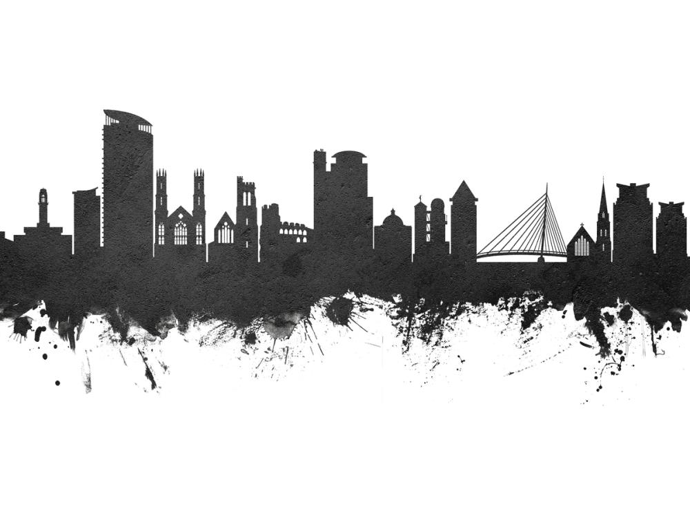 Swansea Wales Skyline Black & White