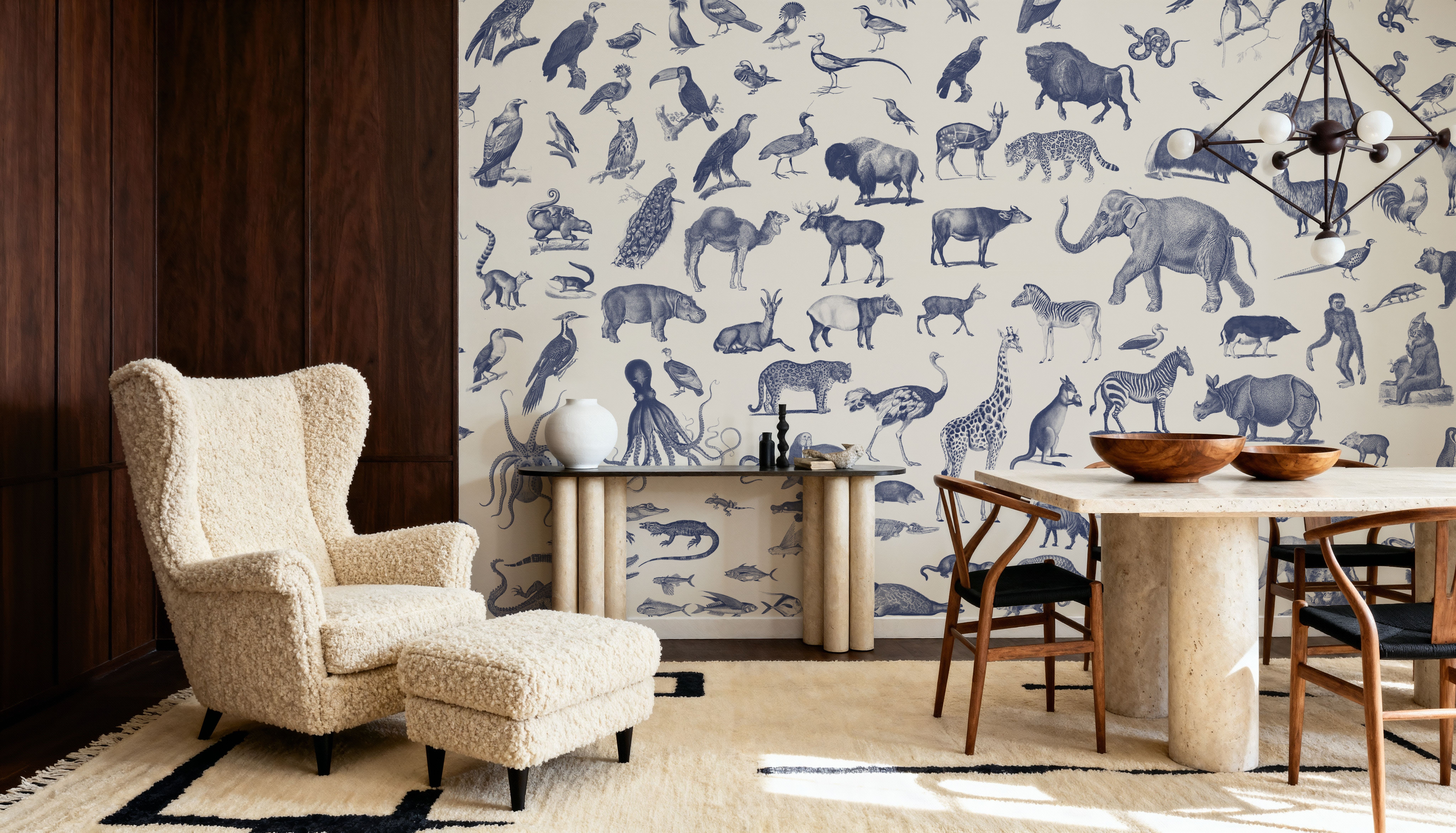 Vintage Animals, Ink Blue