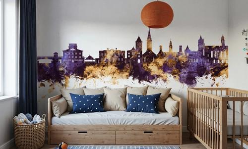 New Bern North Carolina Skyline Purple & Gold