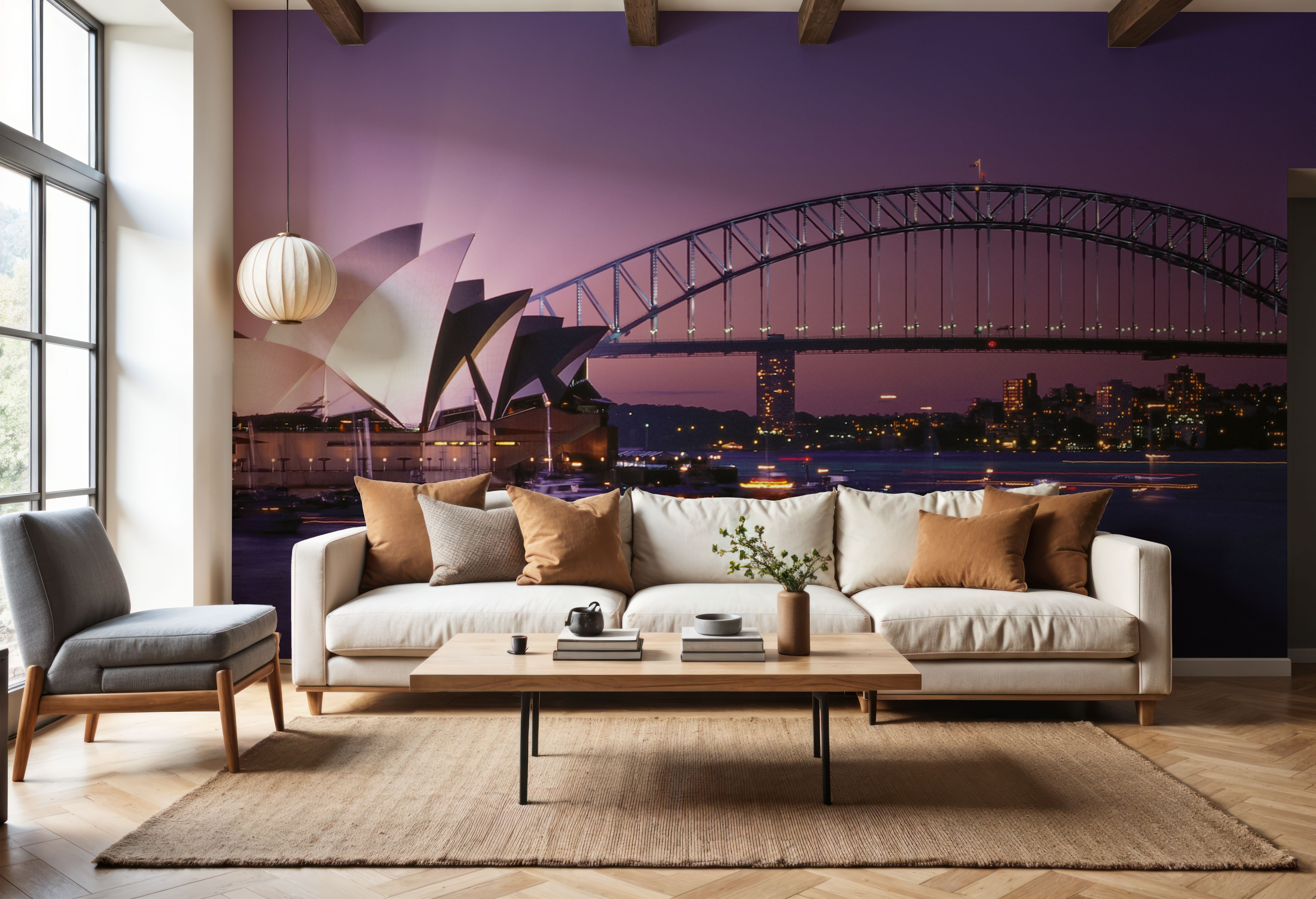 Wall Mural - Sydney Harbor Twilight - Hallway staircases - Wallism US - Premium, Textured or Peel & Stick
