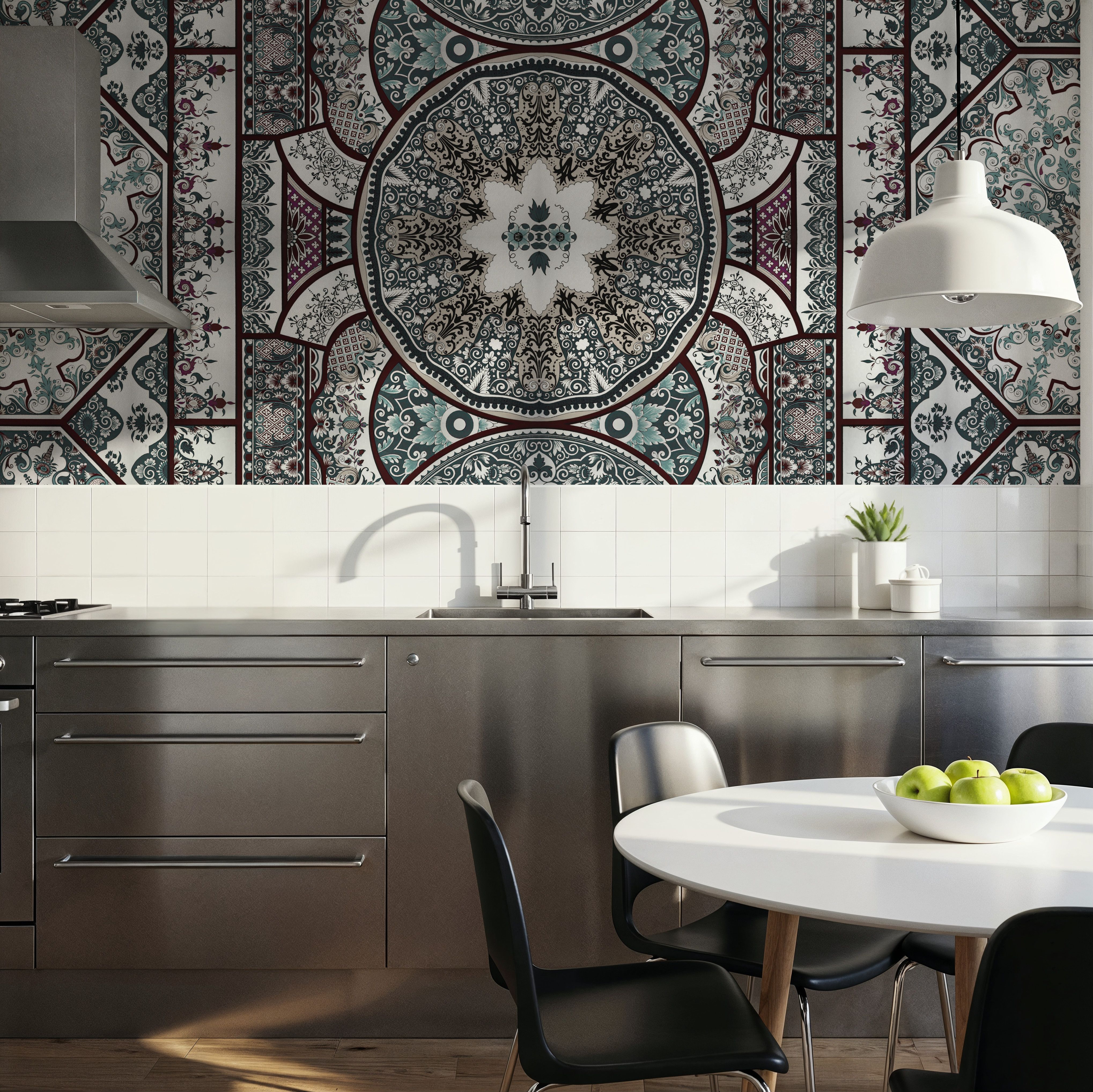 Eastern Tales, Teal & Beige