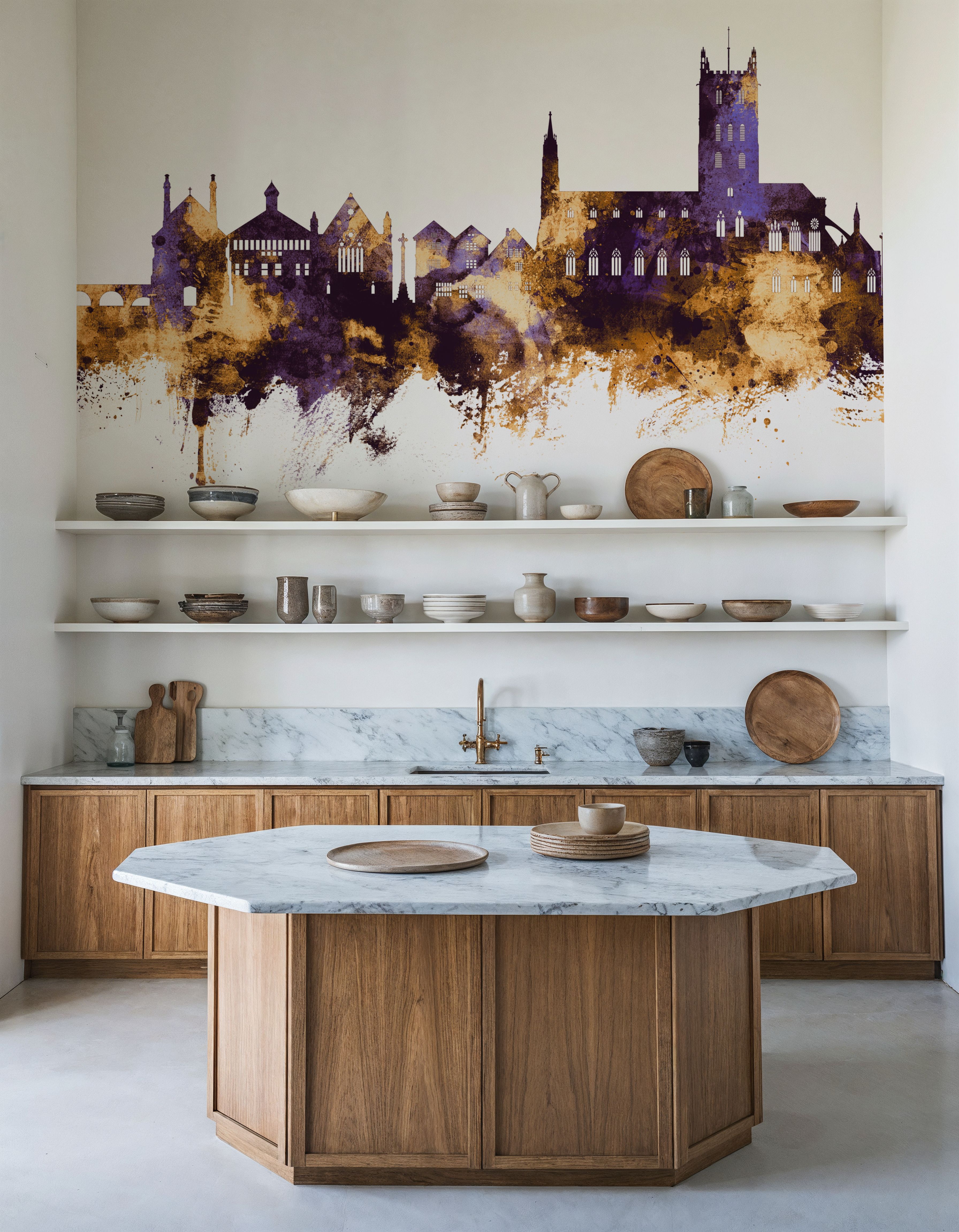 Tewkesbury England Skyline Purple & Gold