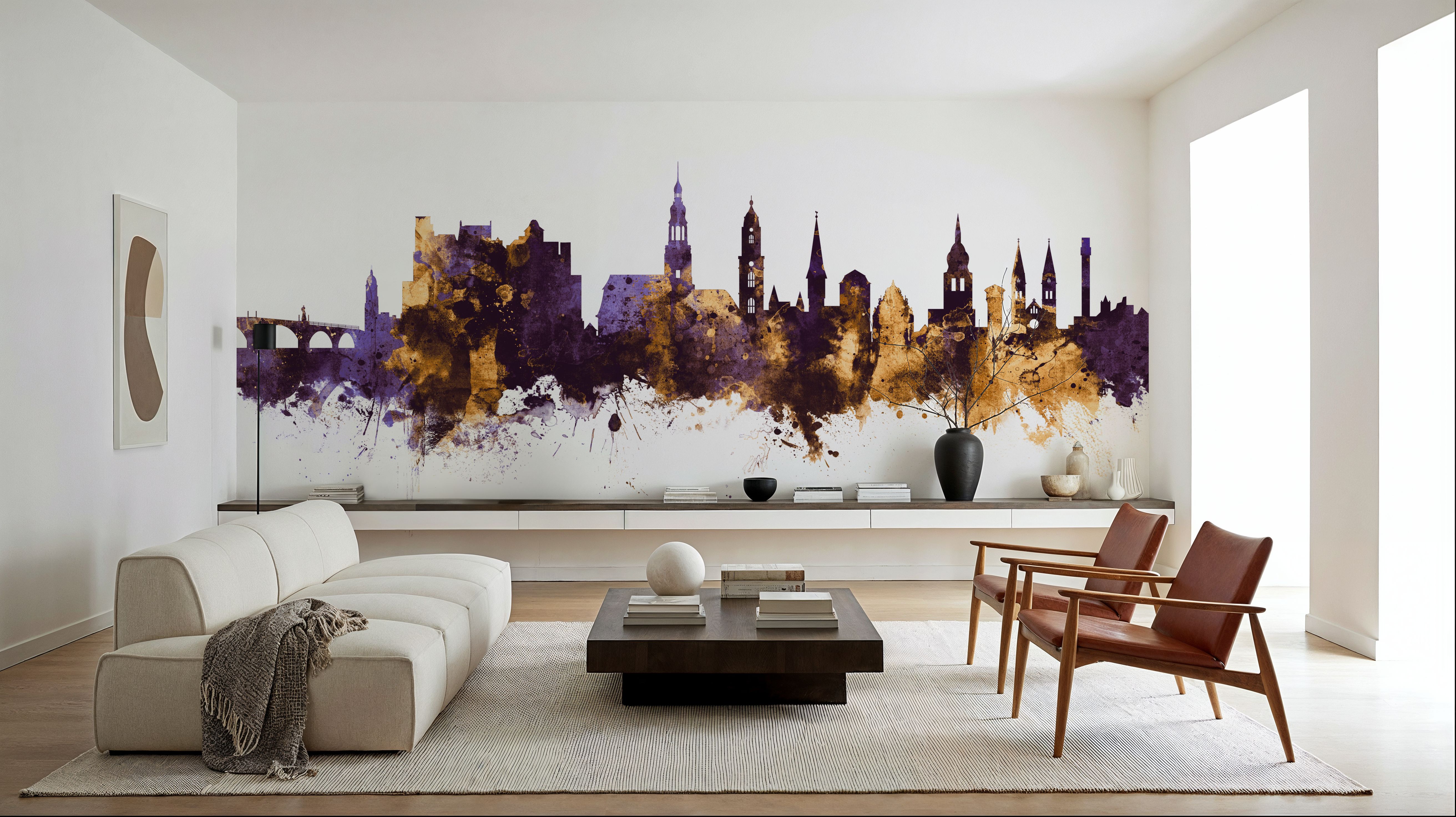 Heidelberg Germany Skyline Purple & Gold