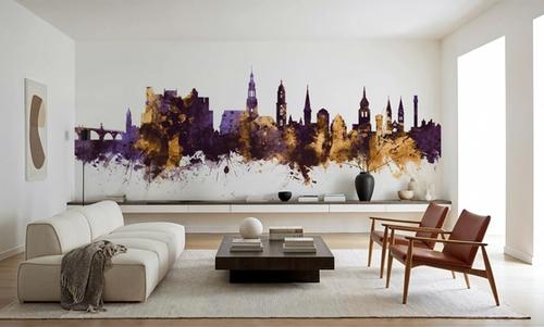 Heidelberg Germany Skyline Purple & Gold