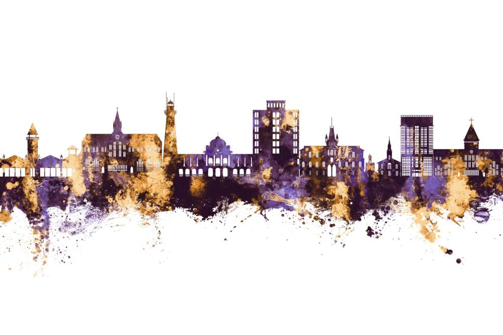 Georgetown Guyana Skyline Purple & Gold