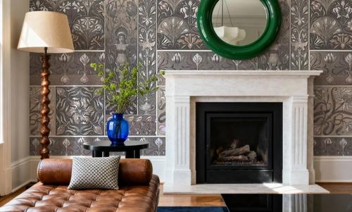 Art Deco Floral Wall Beige