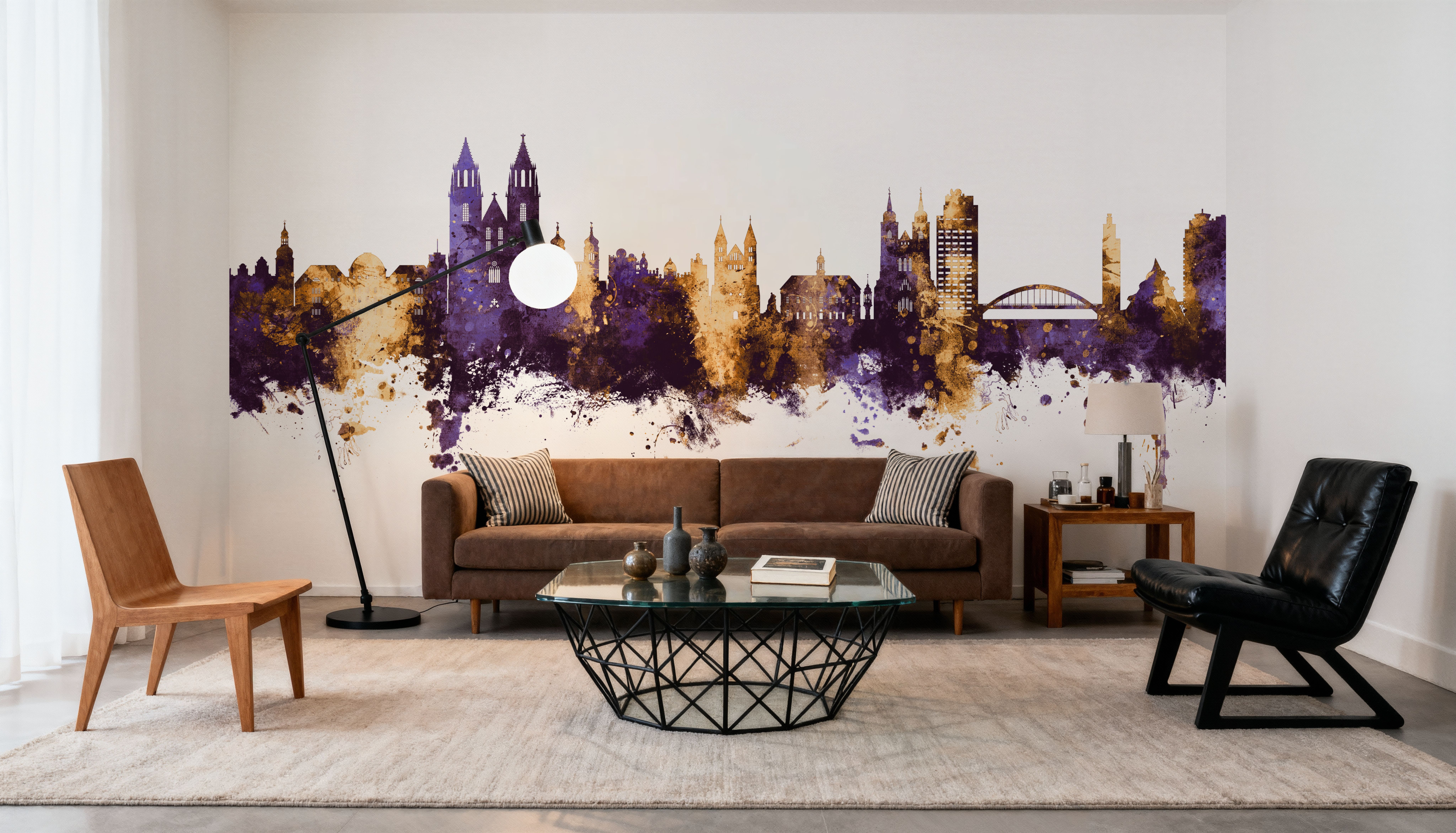 Magdeburg Germany Skyline Purple & Gold
