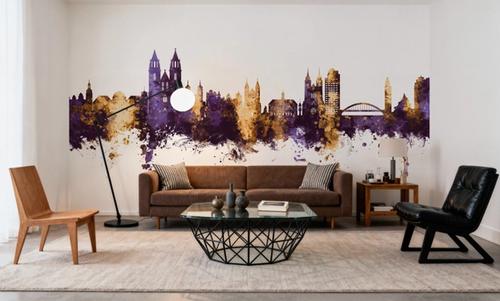 Magdeburg Germany Skyline Purple & Gold