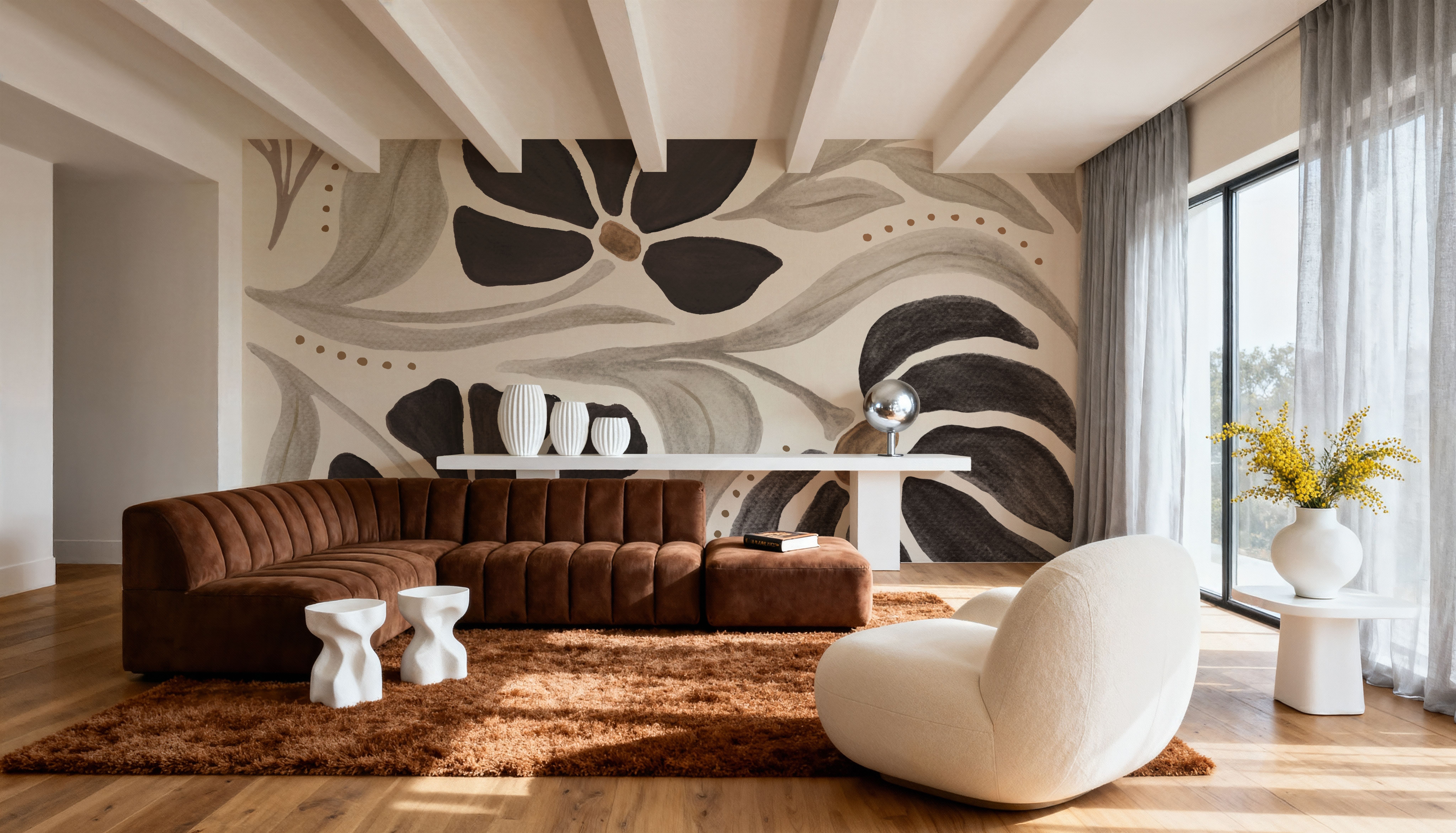 Modern Petals II Neutral, Wallpaper