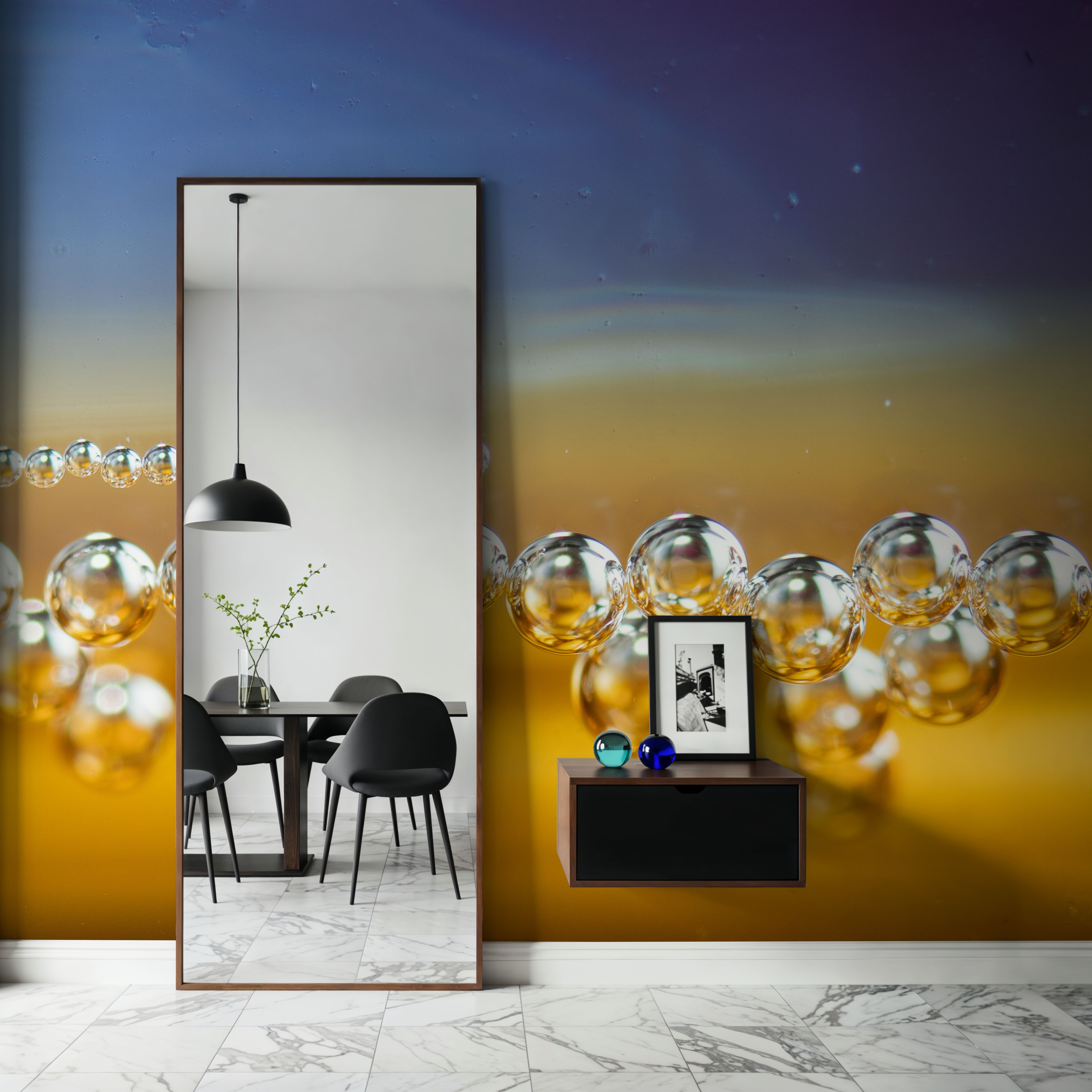 Bubble Pearls, Blue & Yellow