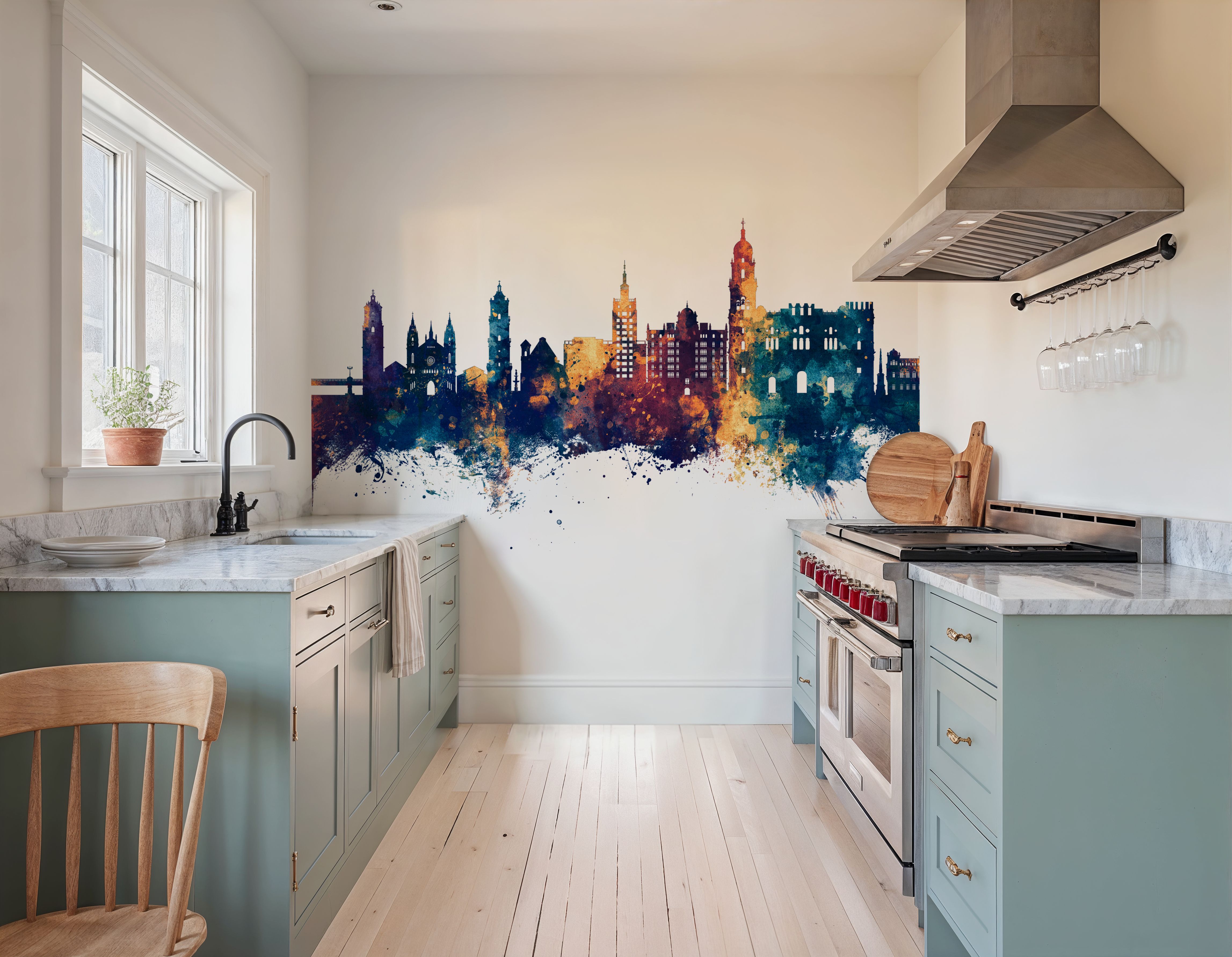 Málaga Spain Skyline Blue & Bronze