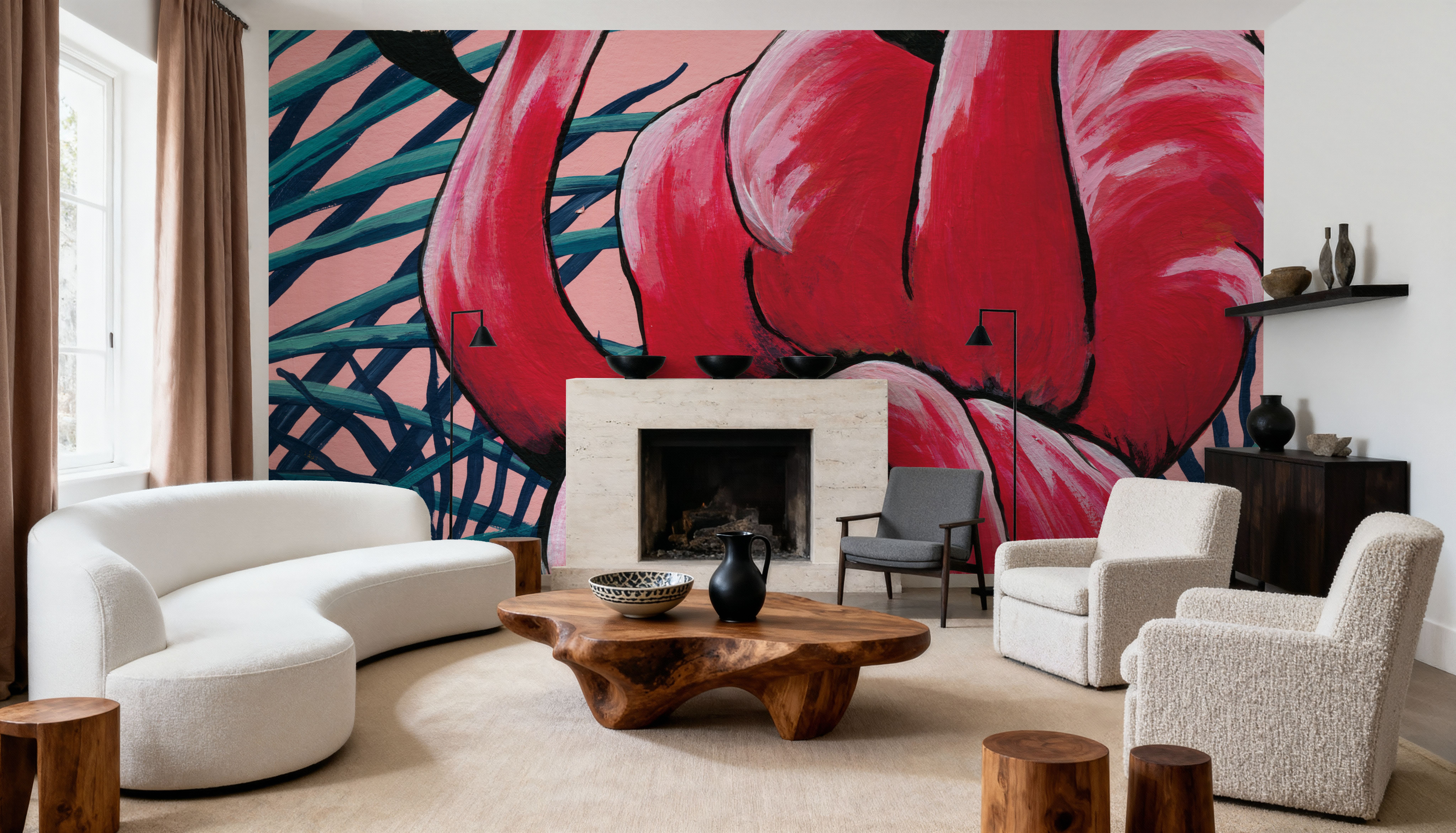 Tropical Paradise Flamingos