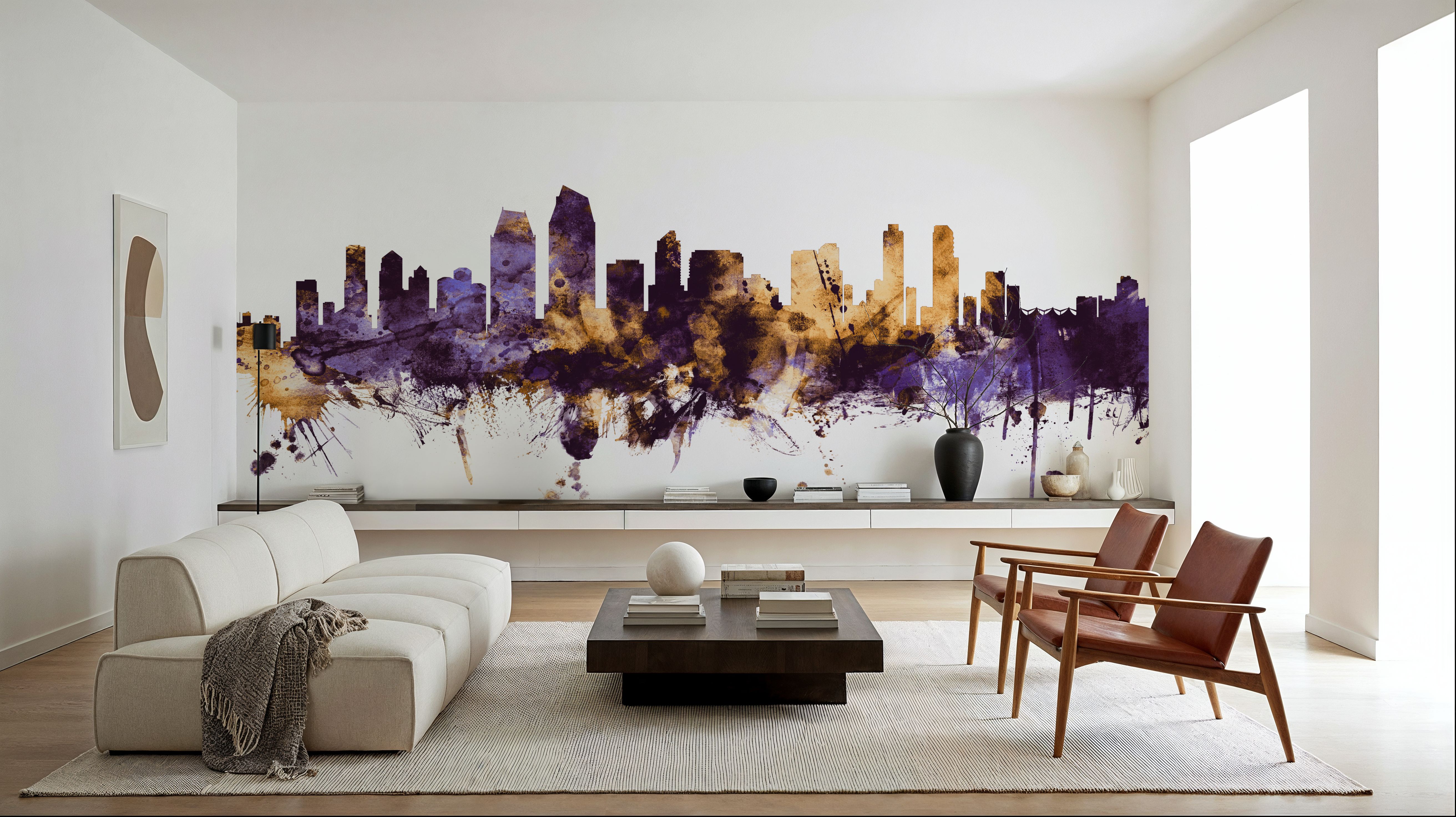 San Diego California Skyline Purple & Gold