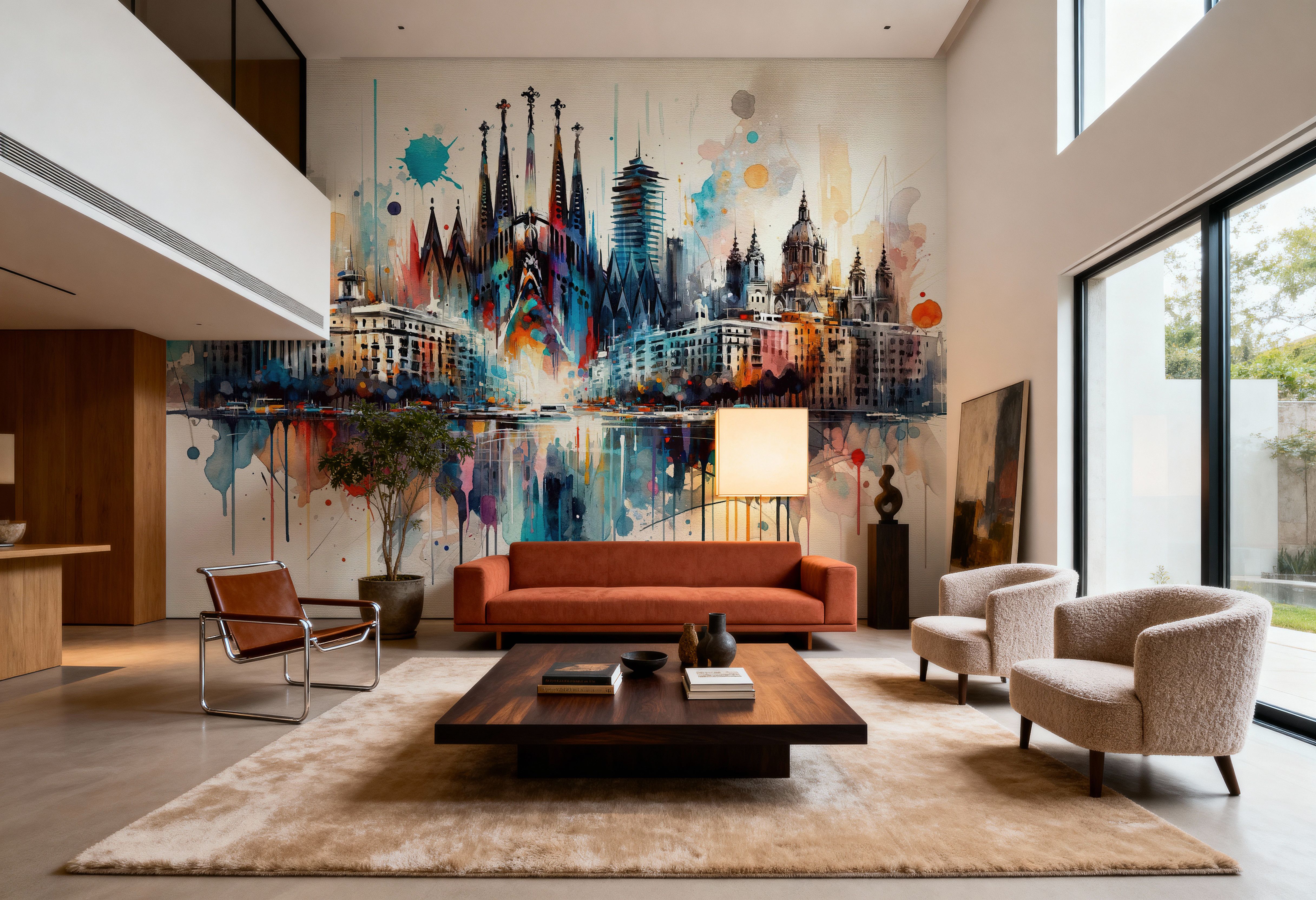 Watercolor Skyline Barcelona I