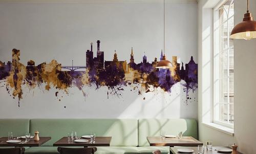 Iowa City Skyline Purple & Gold