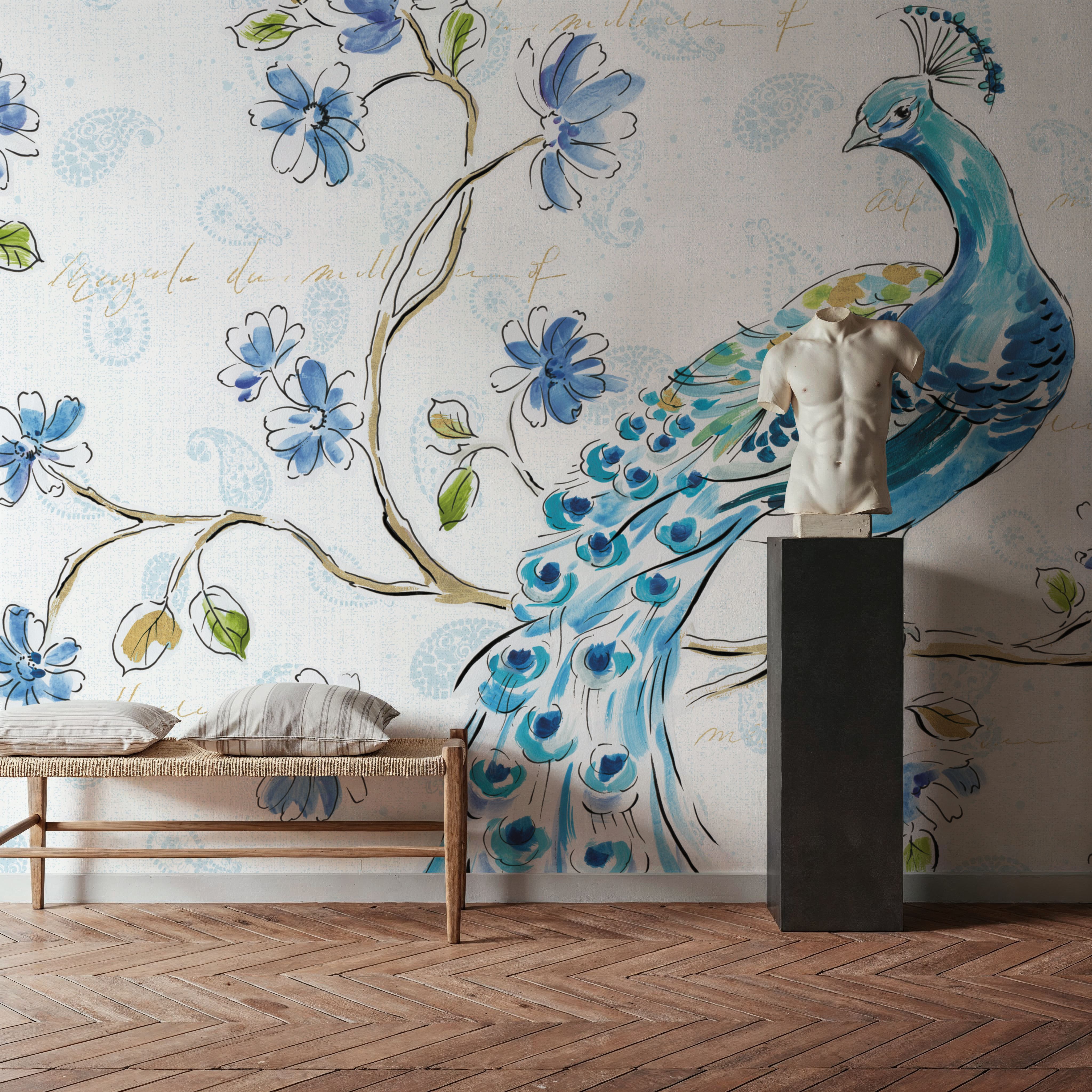 Peacock Allegory II White