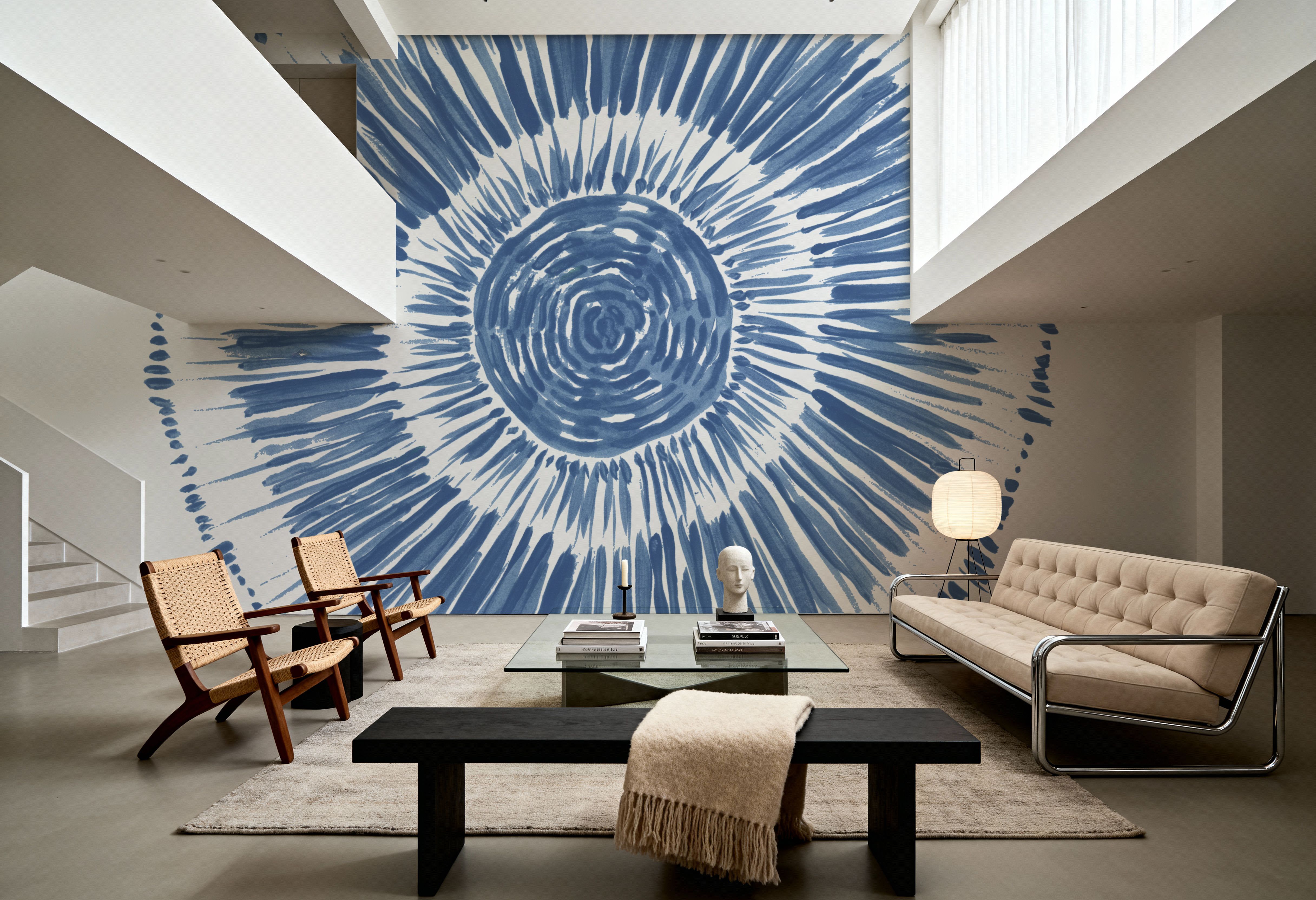 Coastal Block Print I Blue, Behang