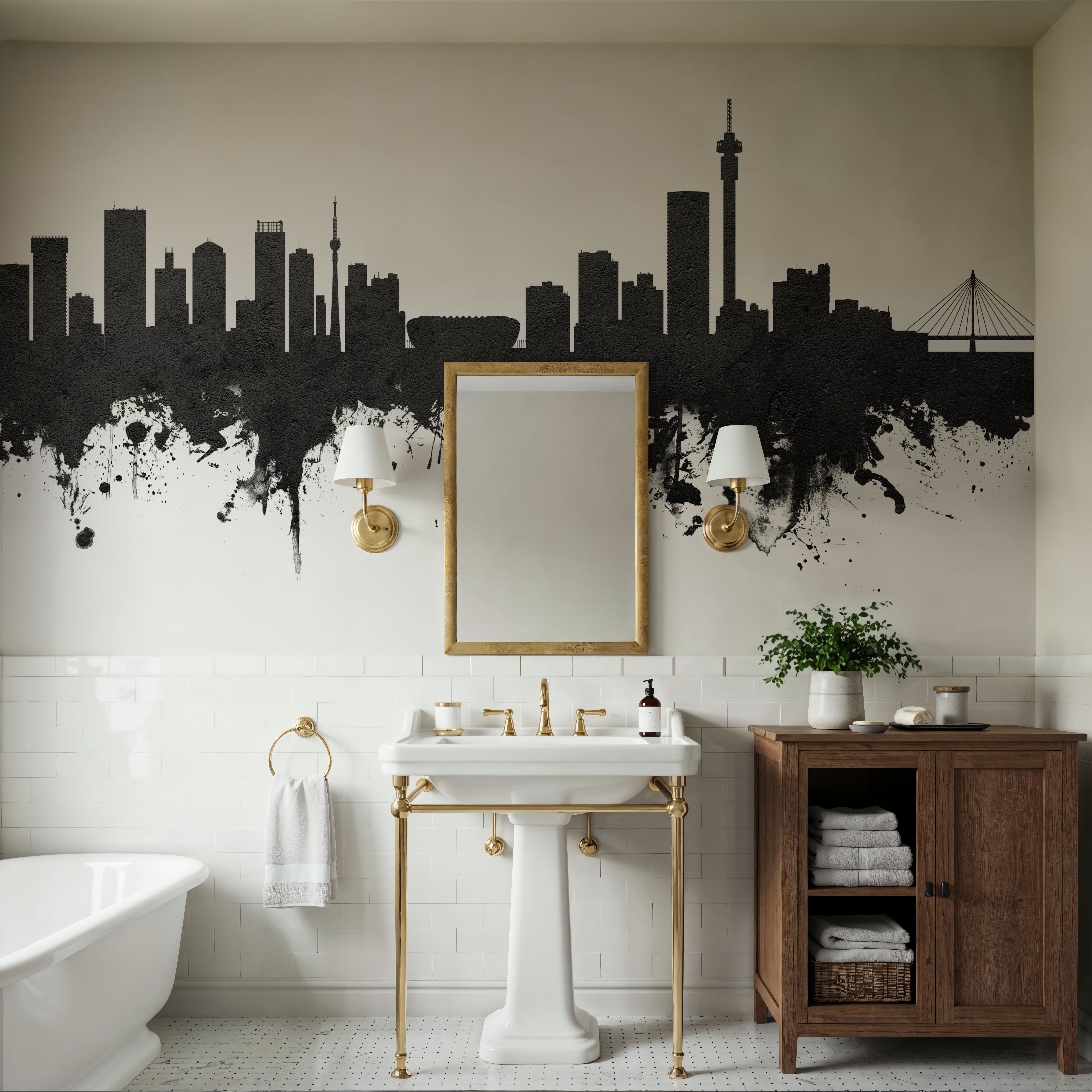 Johannesburg South Africa Skyline Black & White