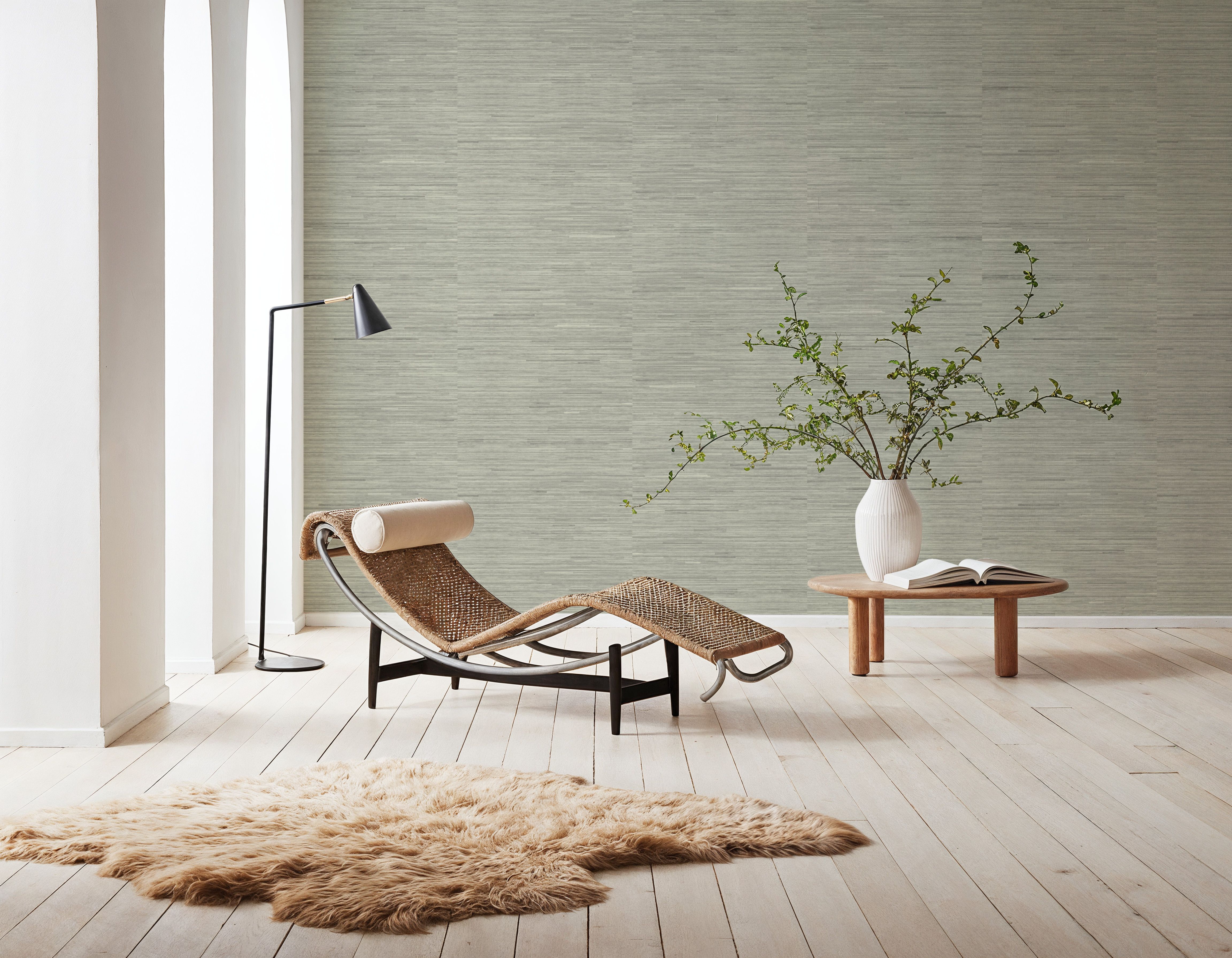 Faux Grasscloth with Visible Seams, Lichen