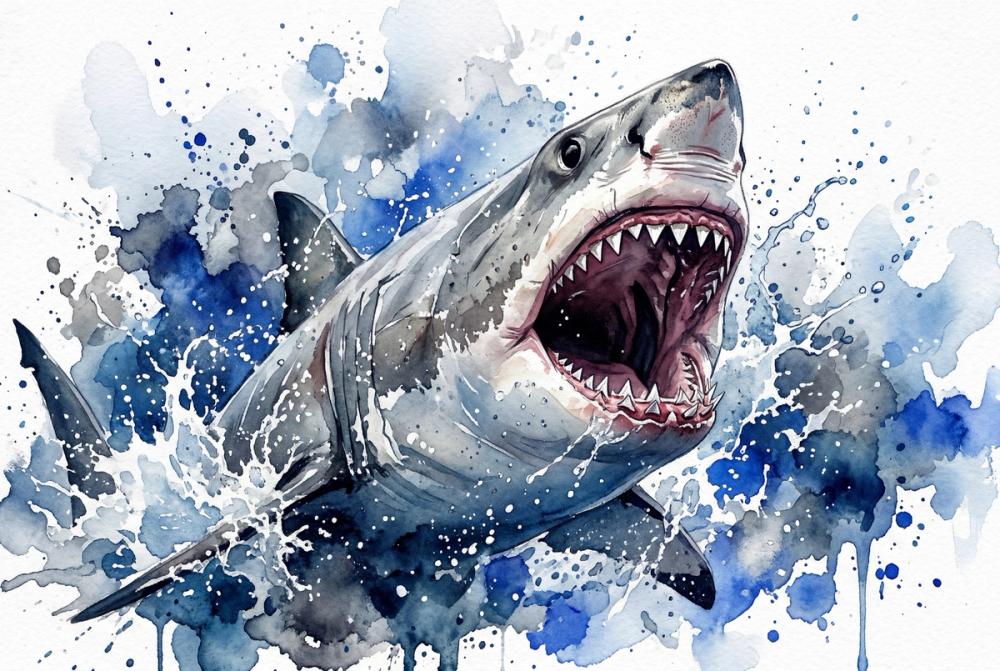 White Shark - Watercolor Predators Series
