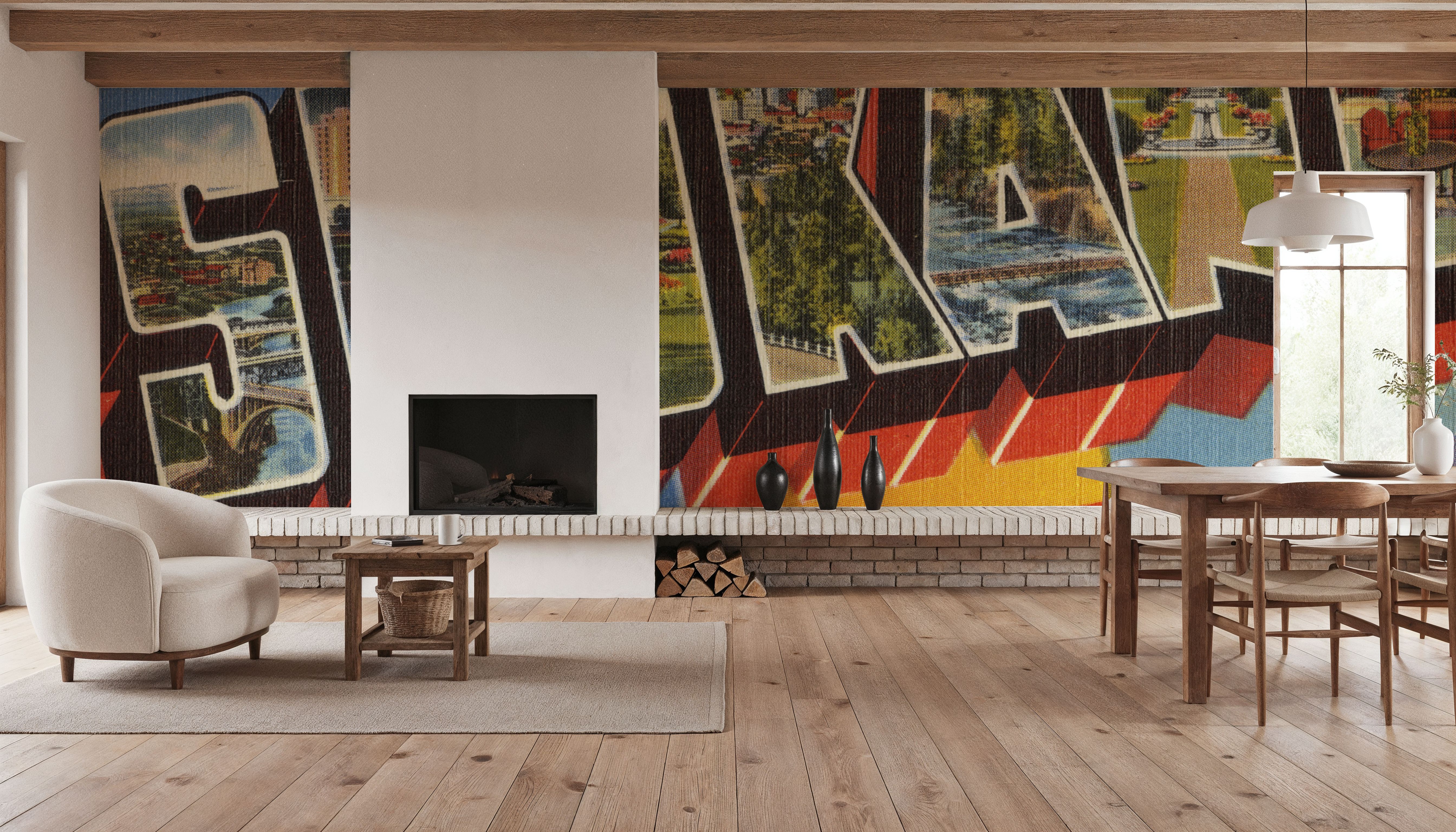 Greetings from Spokane - Screenprint Postcard, Wallpaper