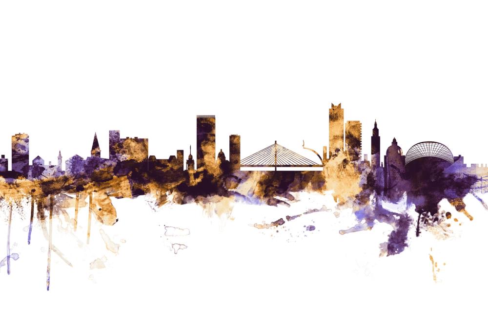 Liege Belgium Skyline Purple & Gold