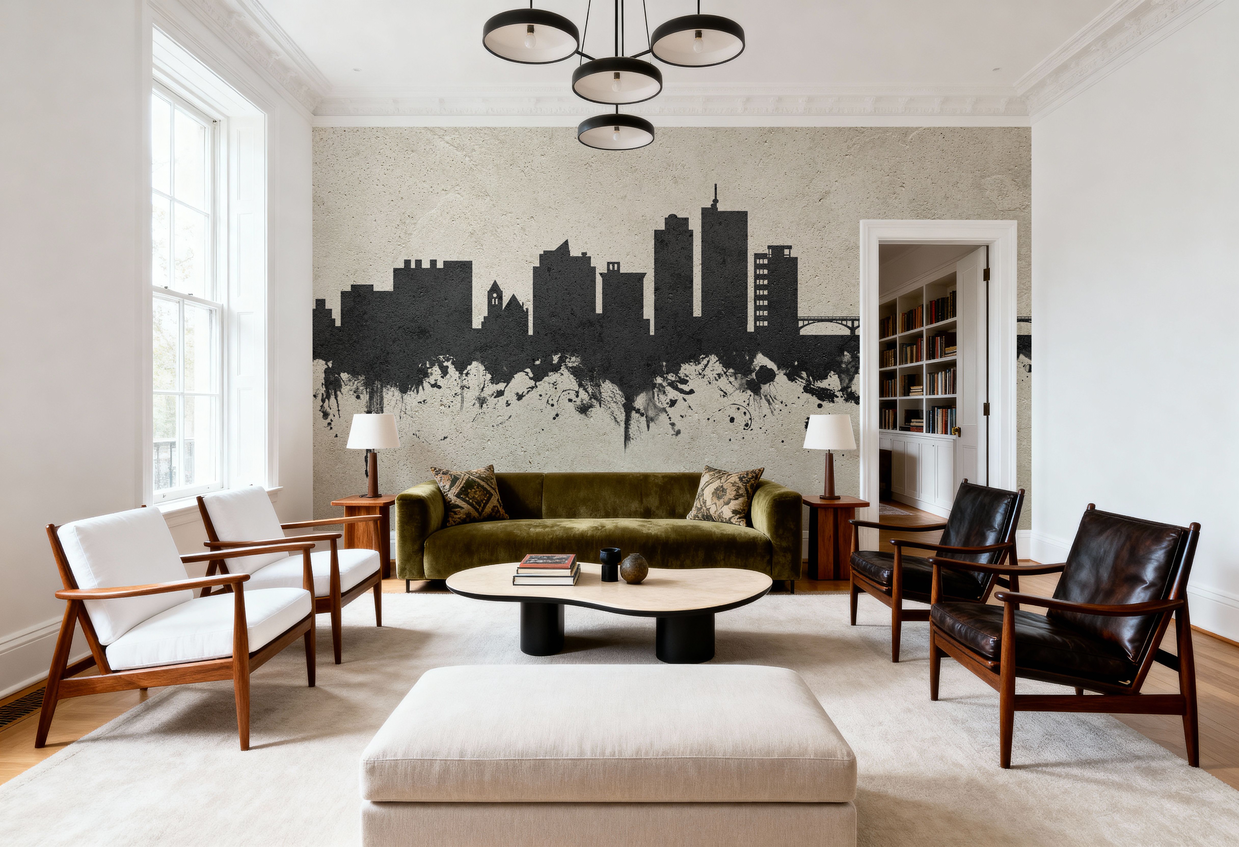 Cedar Rapids Iowa Skyline Concrete, Behang