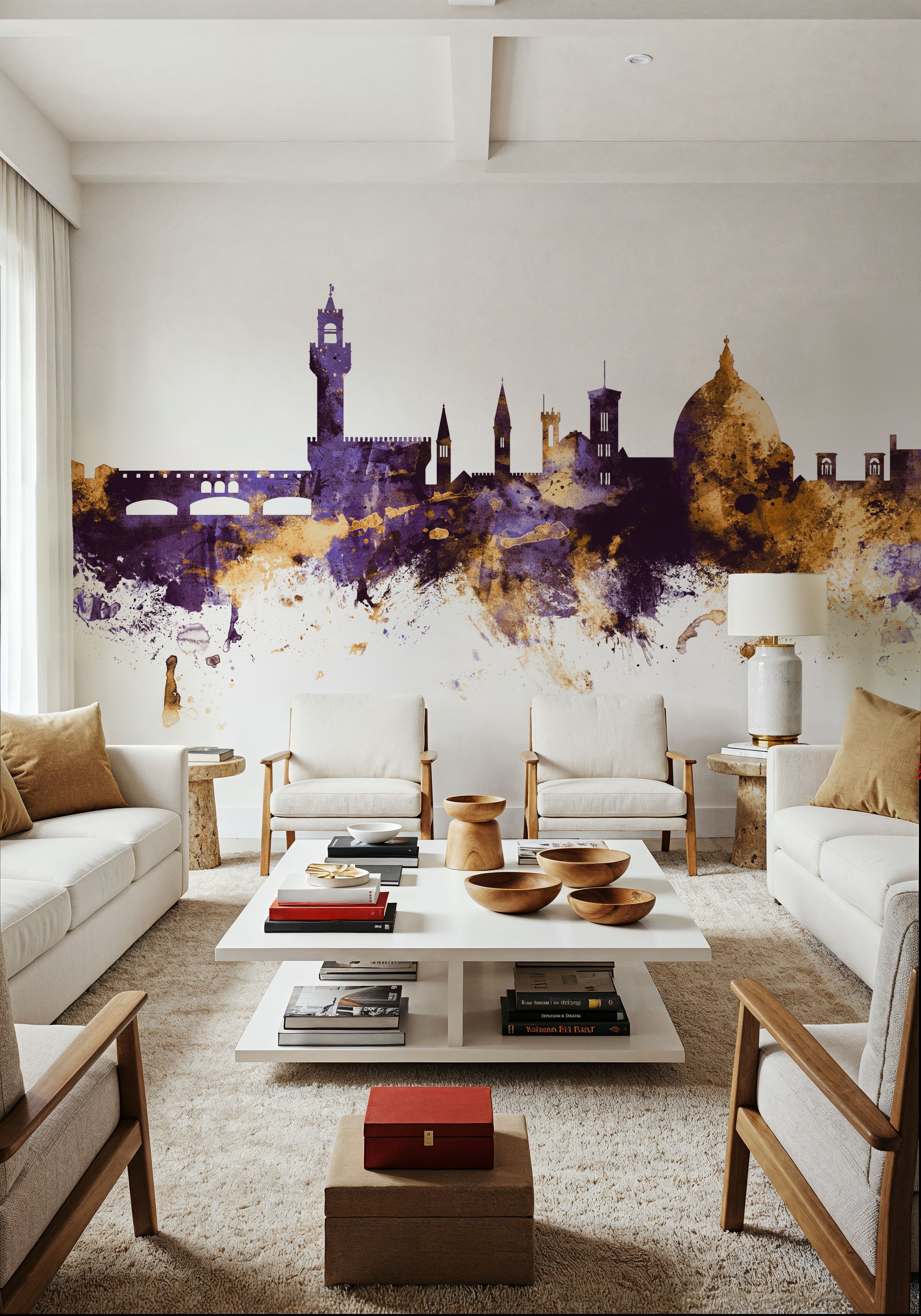 Florence Italy Skyline Purple & Gold