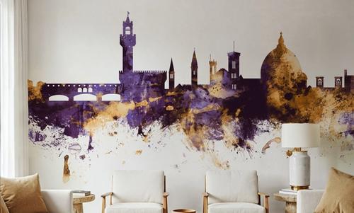 Florence Italy Skyline Purple & Gold