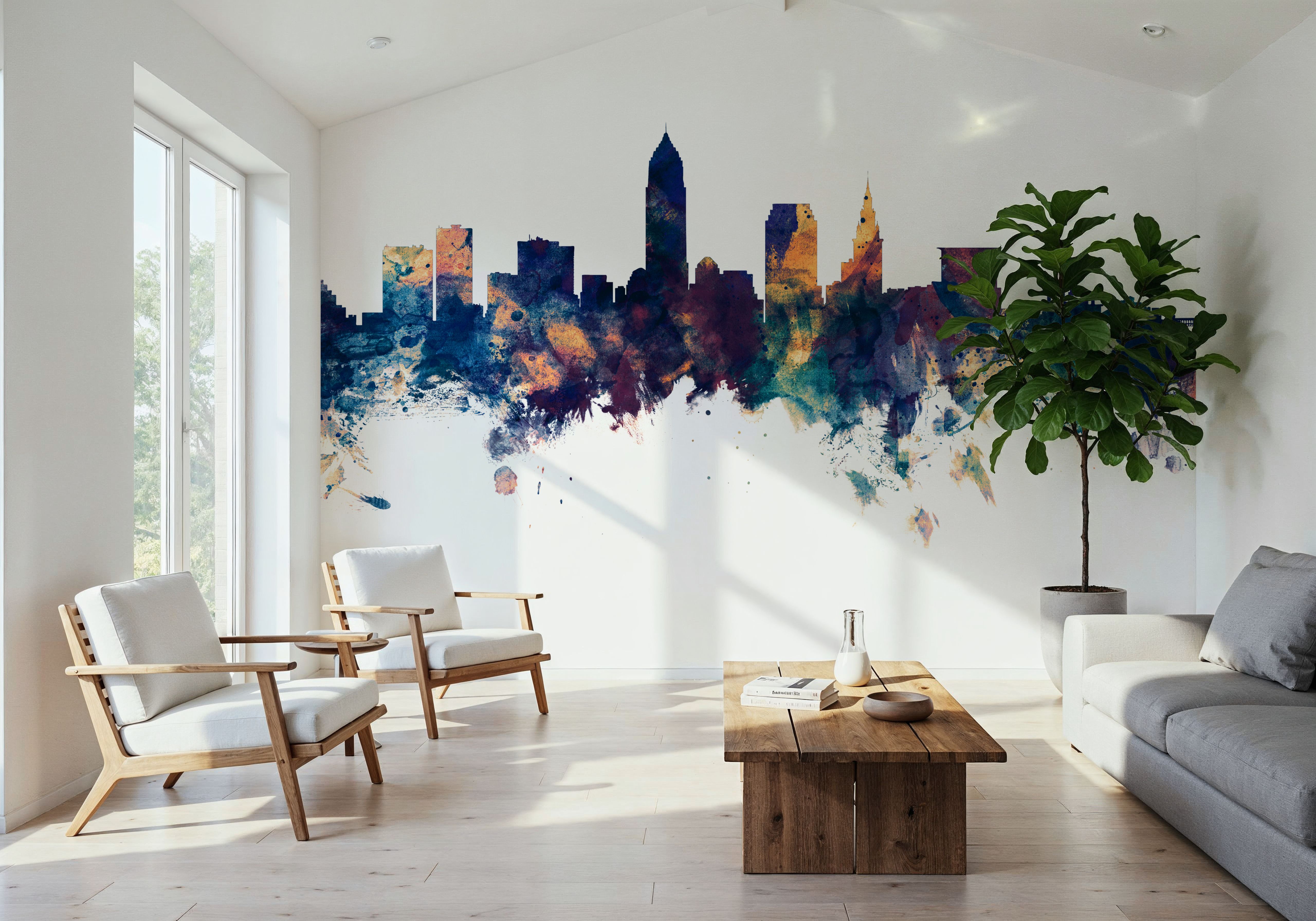 Cleveland Ohio Skyline Blue & Bronze