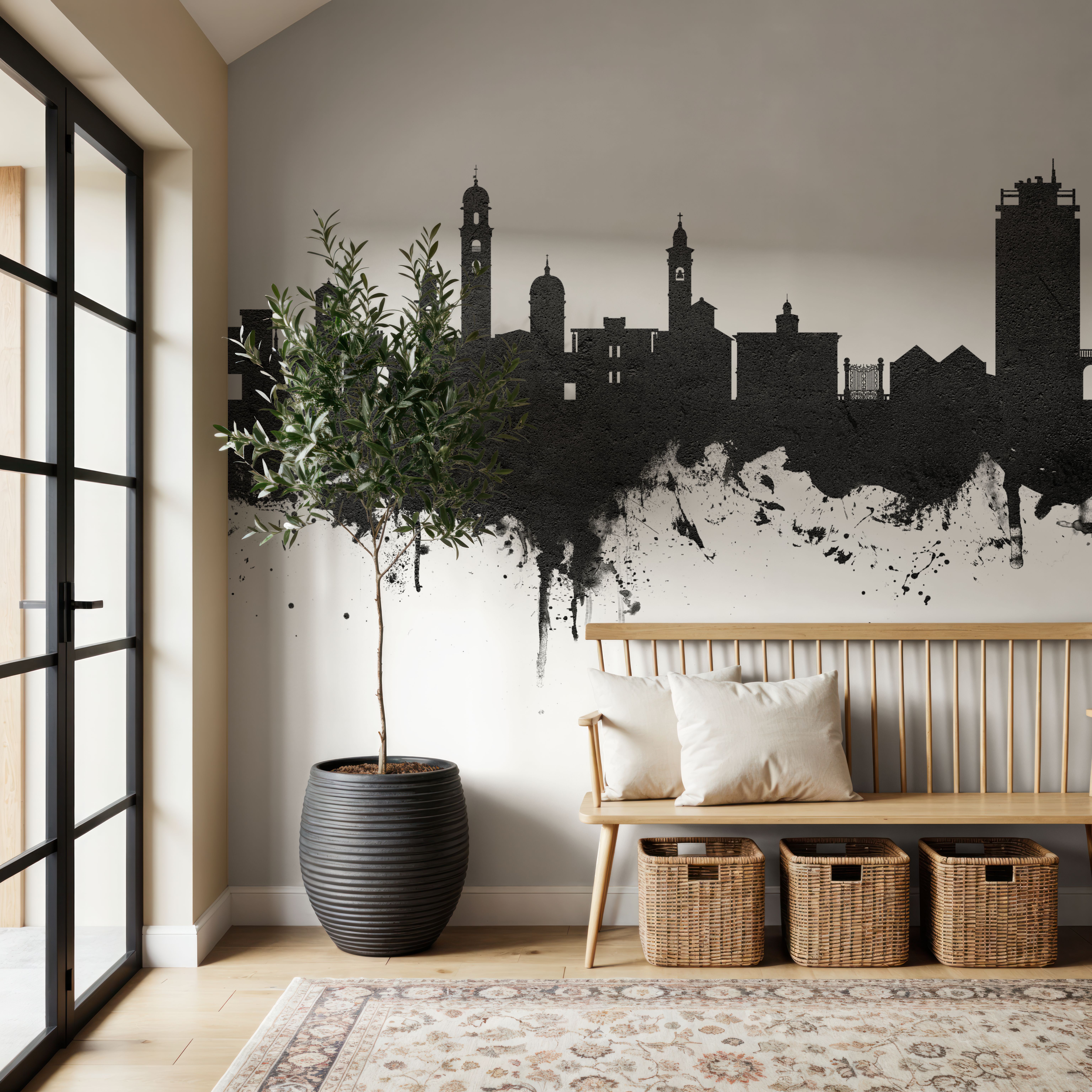 Lugano Switzerland Skyline Black & White