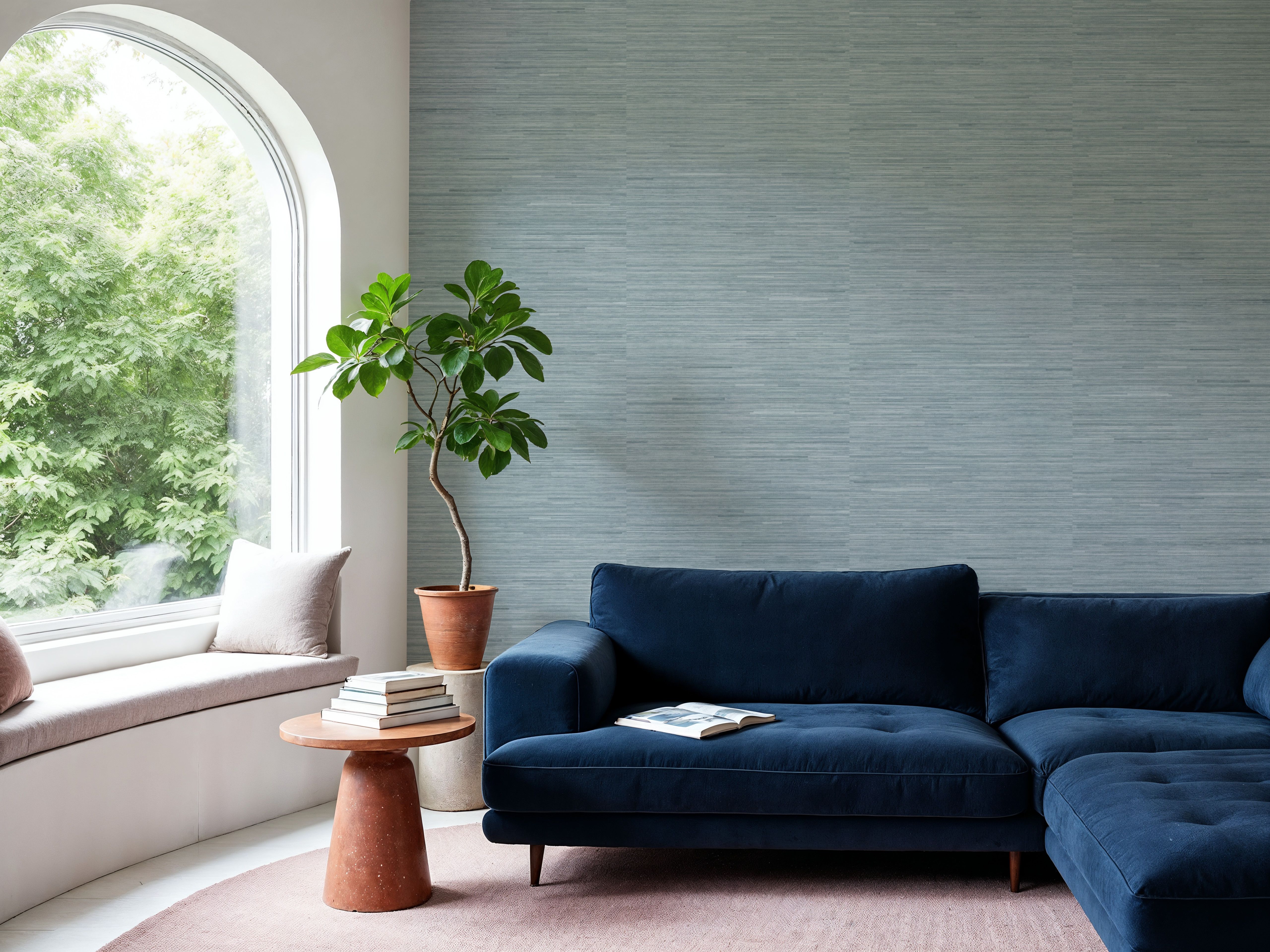 Faux Grasscloth with Visible Seams, Mineral