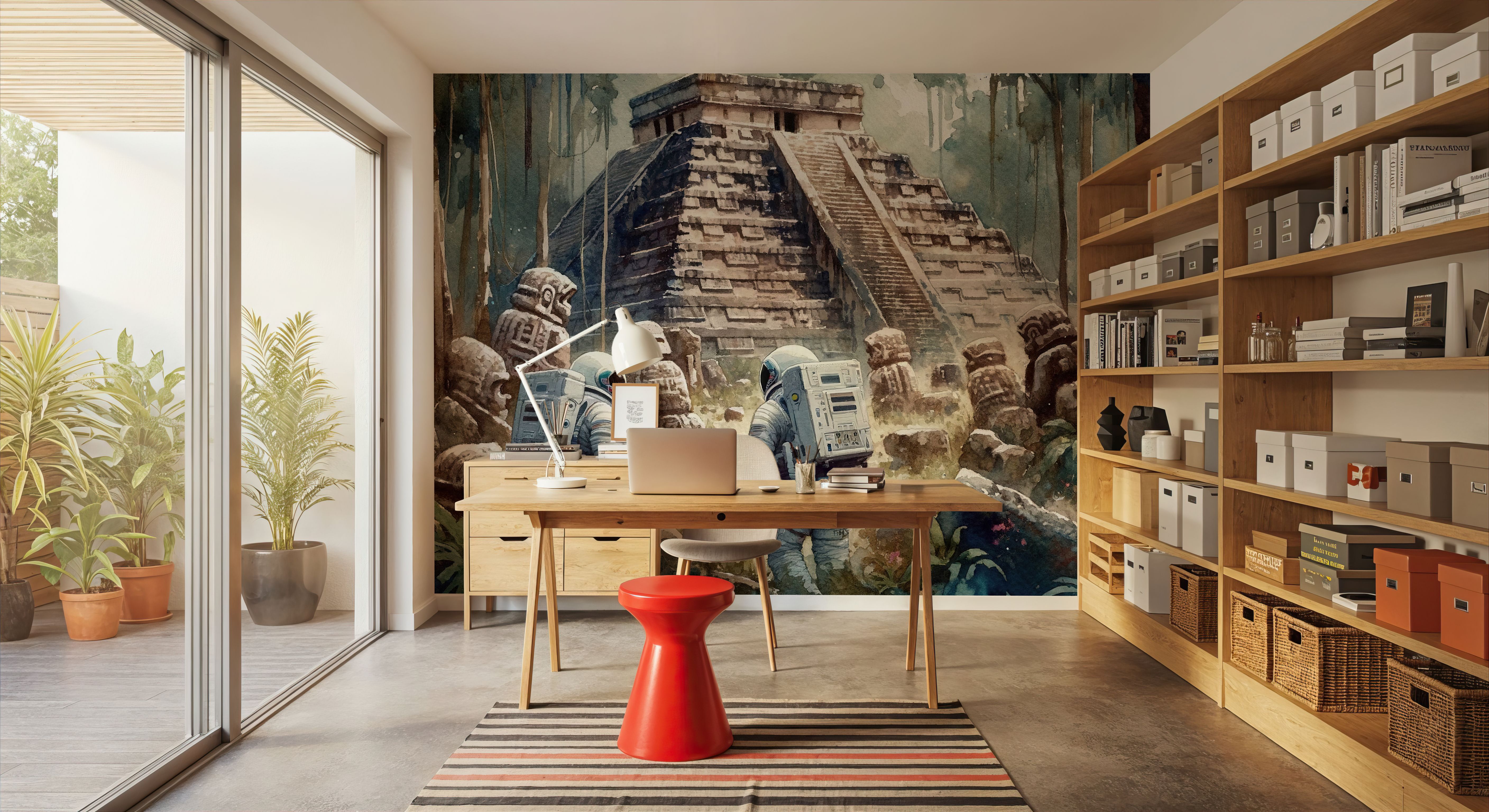 Astronauts Exploring Ancient Pyramid Ruins